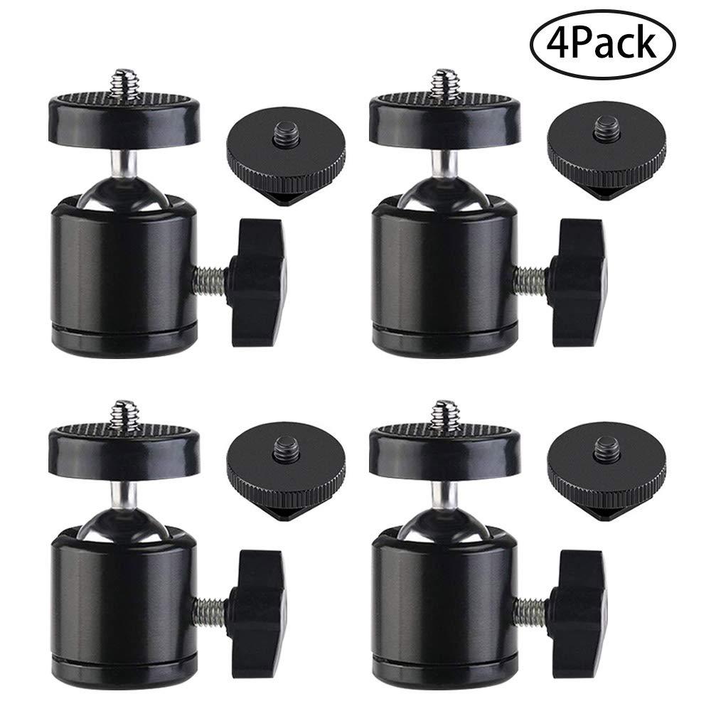 SLOW DOLPHIN Hot Shoe Mount Adapter 360 Degree Swivel Mini Ball Head 1/4 Tripod Screw Head for Cameras, Camcorders, Smart Phone, LED Video Light, Microphone(4 Packs) - Image 8