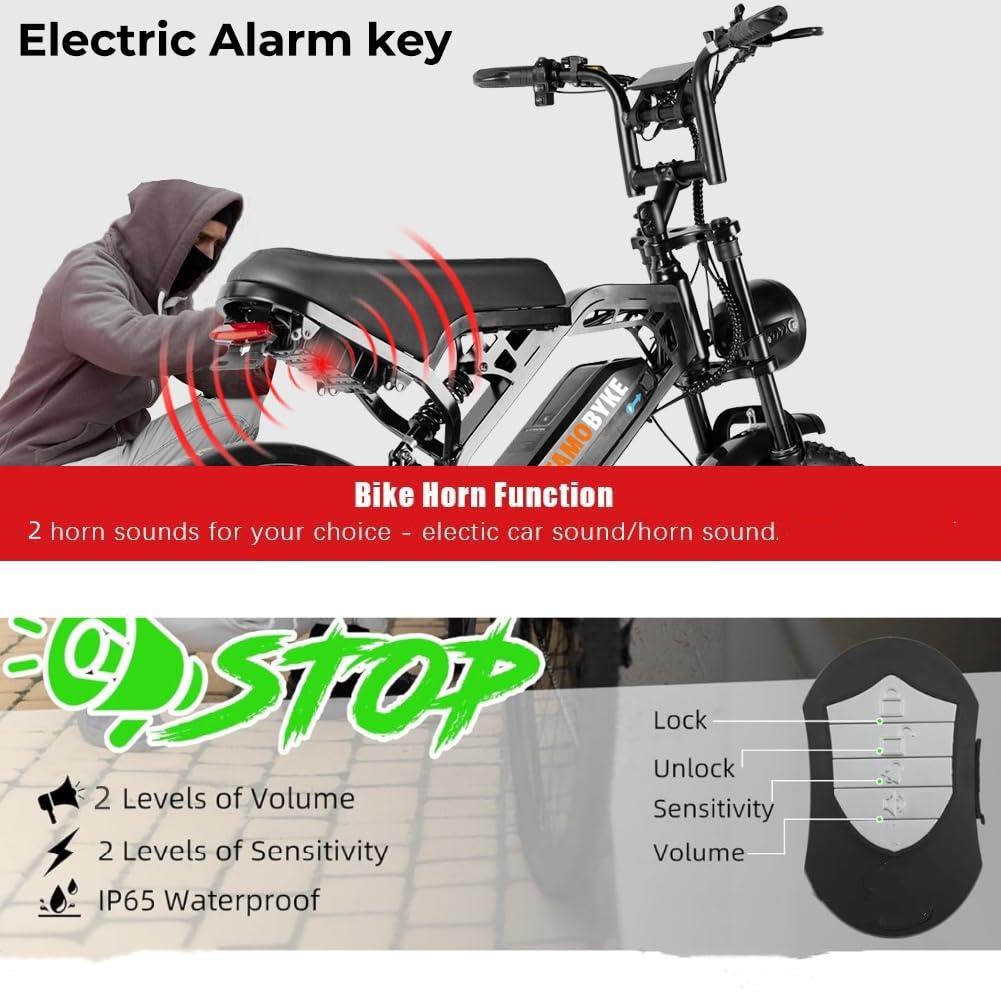 Tamobyke Moped Style 1500W/2000W Electric Bike,30mph/33mph Ebike&34-180Miles PAS Range,48V15.6ah/18.2ah/ (874Wh) Larger Battery, 20'' Fat Tire Electric Bike for Adults,UL Safety Certified. - Image 6