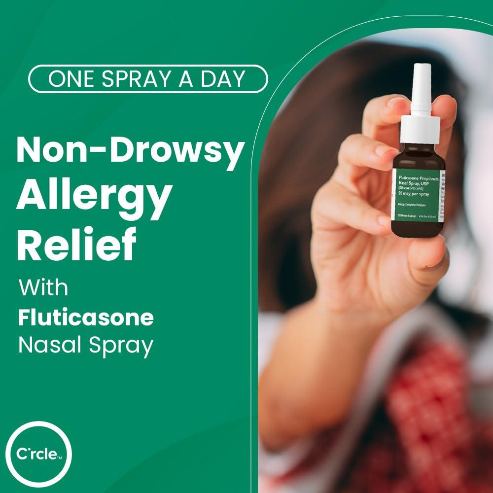 FlutiCare C’rcle 24-Hour Relief Allergy Medicine Nasal Spray, Fluticasone Propionate Nasal Spray 50mcg, Non-Drowsy, Indoor and Outdoor Nasal Allergy Medicine, 120 Sprays (2 Pack) - Image 3