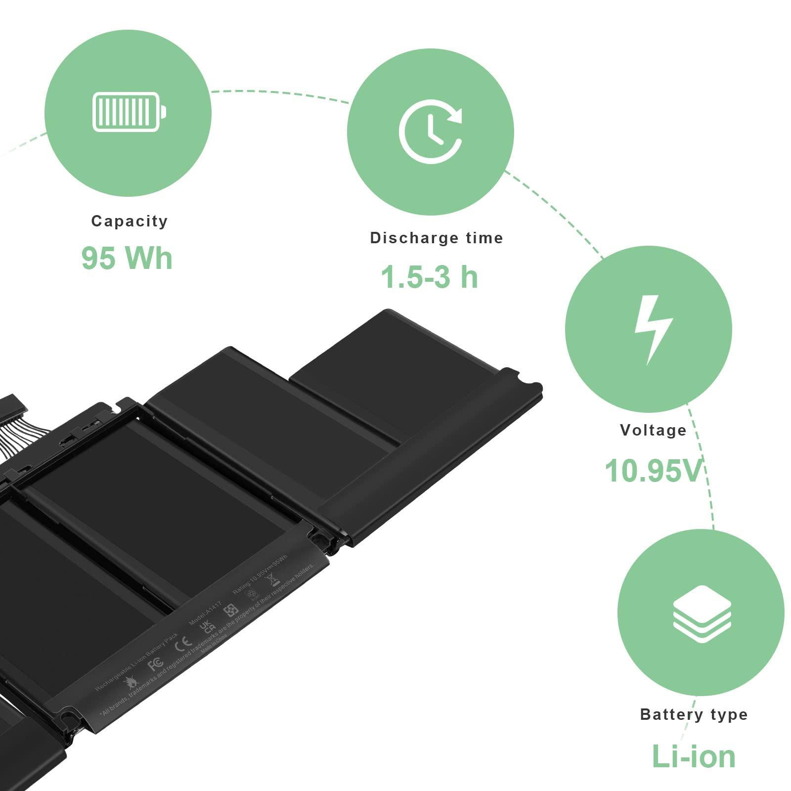 A1417 Laptop Battery Replacement for MacBook Pro 15 inch Retina A1398 [ Mid 2012 Early 2013], fits MD831LL/A MC975LL/A MC976LL/A ME665LL/A ME664LL/A - Image 4
