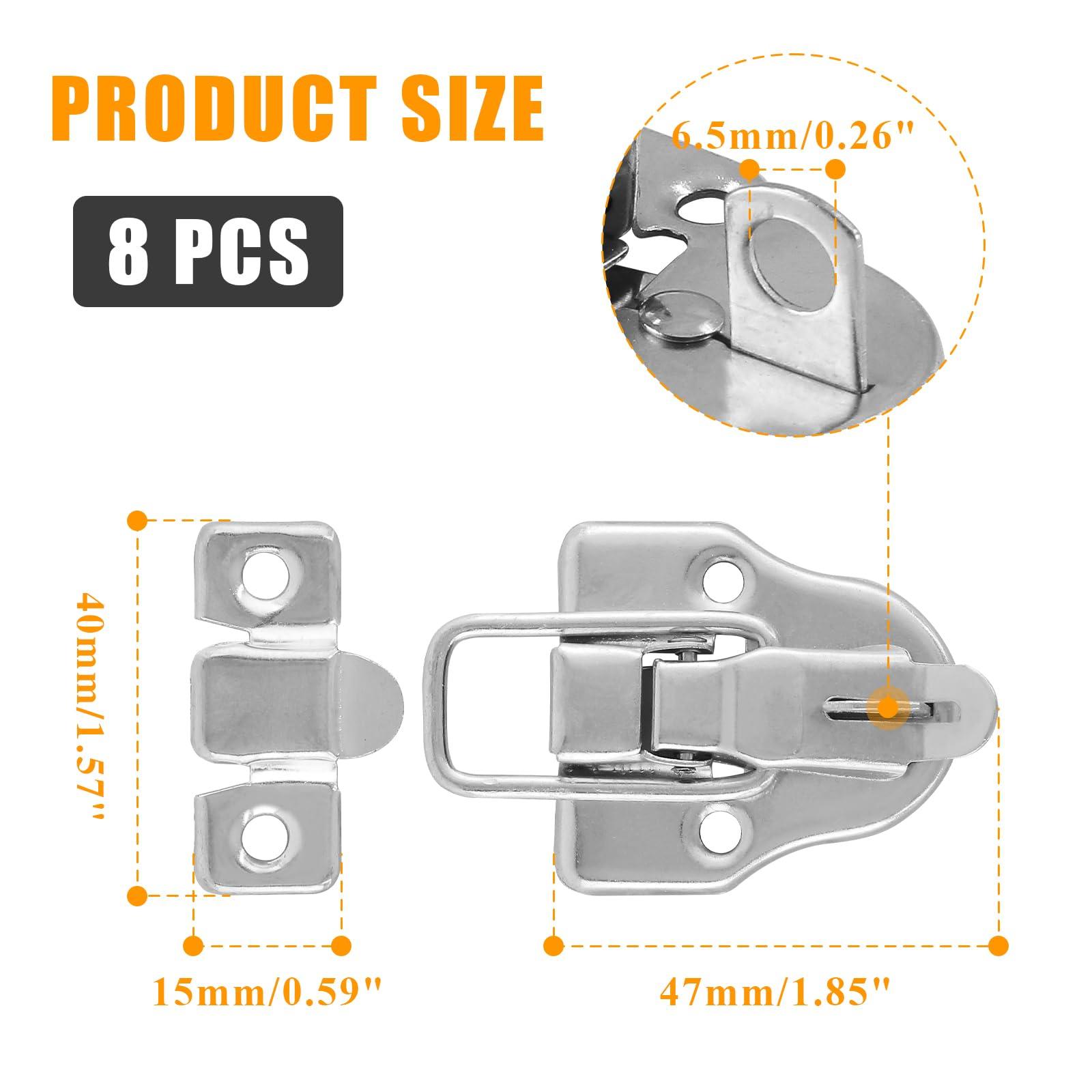 Zorfeter 8Pcs Modern Silver Style Duckbilled Hasp Clasp Latch Lock Box Toggle Latch with Padlock Hole for Jewelry Box Cabinet Toolbox Vintage Suitcases (with Screws) - Image 2