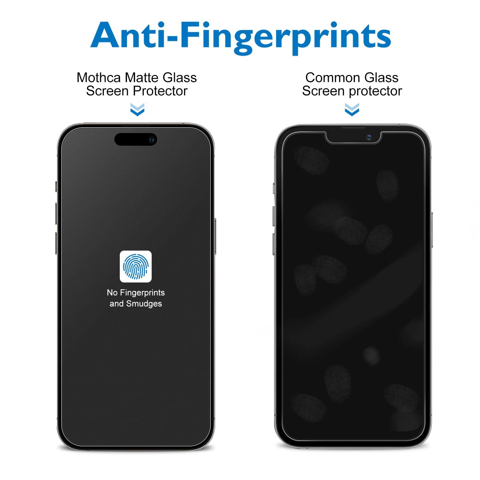 Mothca 2 Pack Matte Glass Screen Protector for iPhone 15 Pro Max[6.7 inch] + 2 Pack Camera Lens Protector, Anti-Glare & Anti-Fingerprint Case Friendly Tempered Glass Film, Bubble Free, Smooth as Silk - Image 3