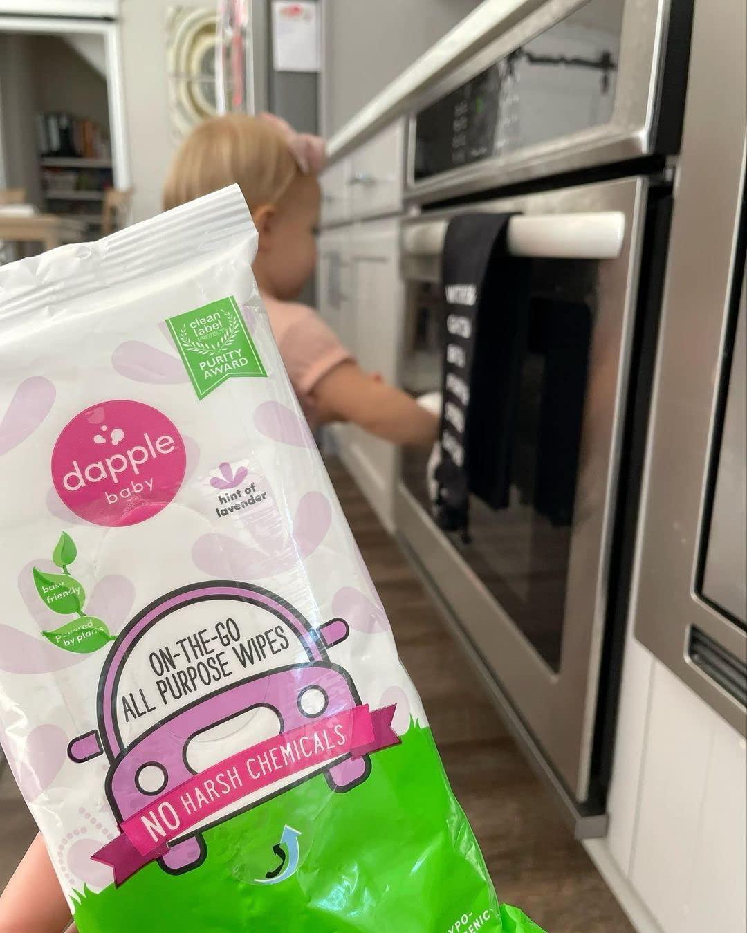 All Purpose Wipes by Dapple Baby, Hypoallergenic & Powered by Plants Cleaning Wipes, Hint of Lavender 30 Count (Pack of 4) - Image 4