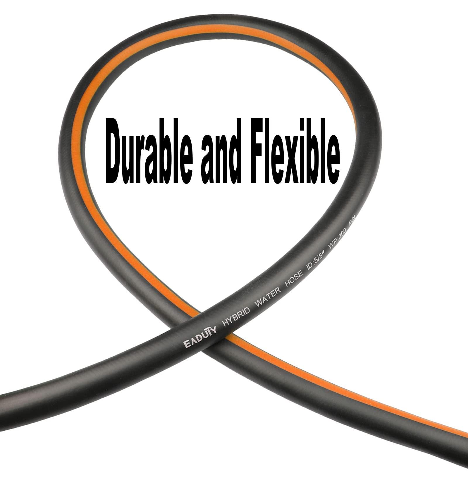 EADUTY Hybrid Garden Hose 5/8 IN. x 25 FT, Heavy Duty, Lightweight, Flexible with Swivel Grip Handle and Solid Brass Fittings, Gray+Orange - Image 3