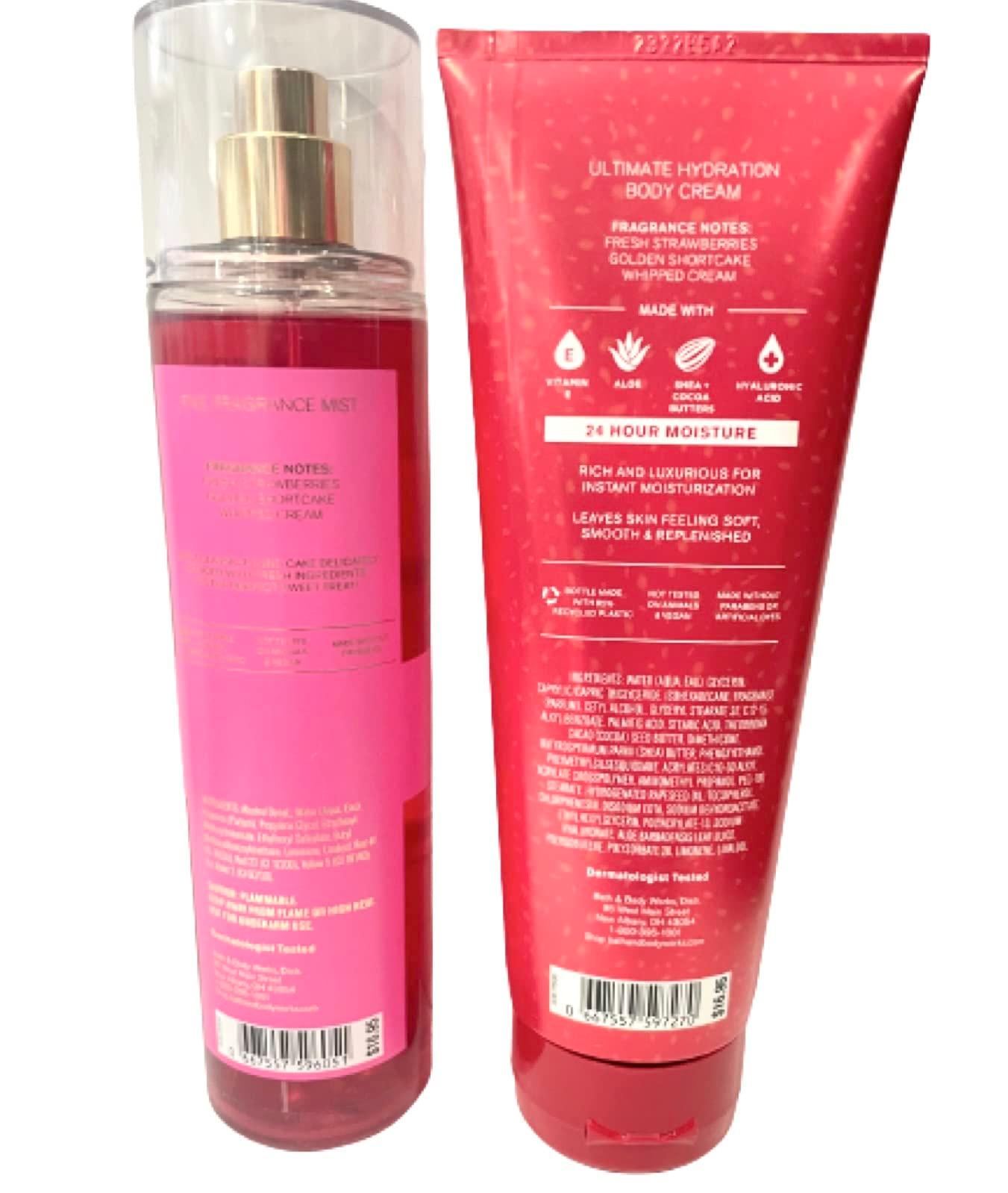 Bath & Body Works - Strawberry Pound Cake - 2 pc Bundle - Fine Fragrance Mist and Ultimate Hydration Body Cream (Packaging Design Varies) - Image 2