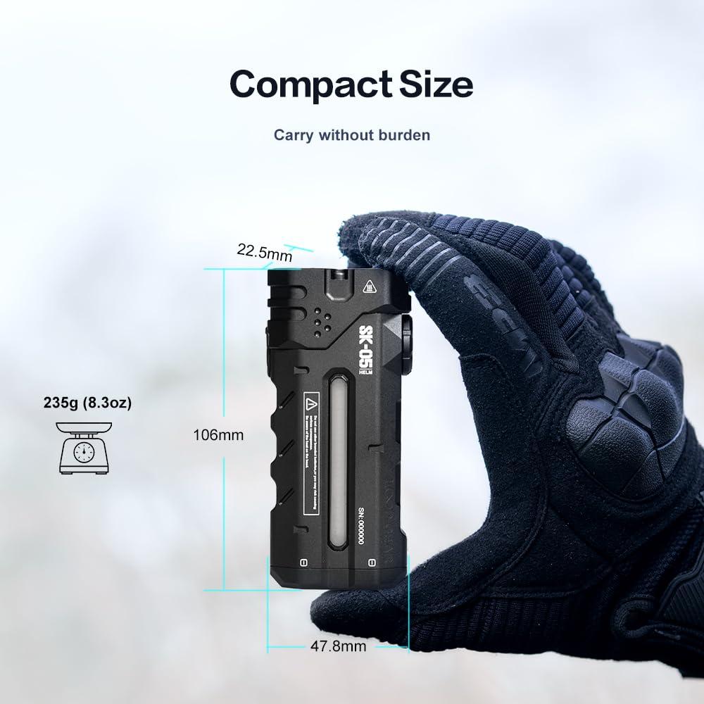 LOOP GEAR SK05 Flat LED Flashlight with 6000mAh Power Bank, Rechargeable EDC Light Combines Floodlight, Spotlight and Sidelight, 2850 High Lumens, Magnetic Tail, IP68 Perfect for Camping, Outdoor - Image 6