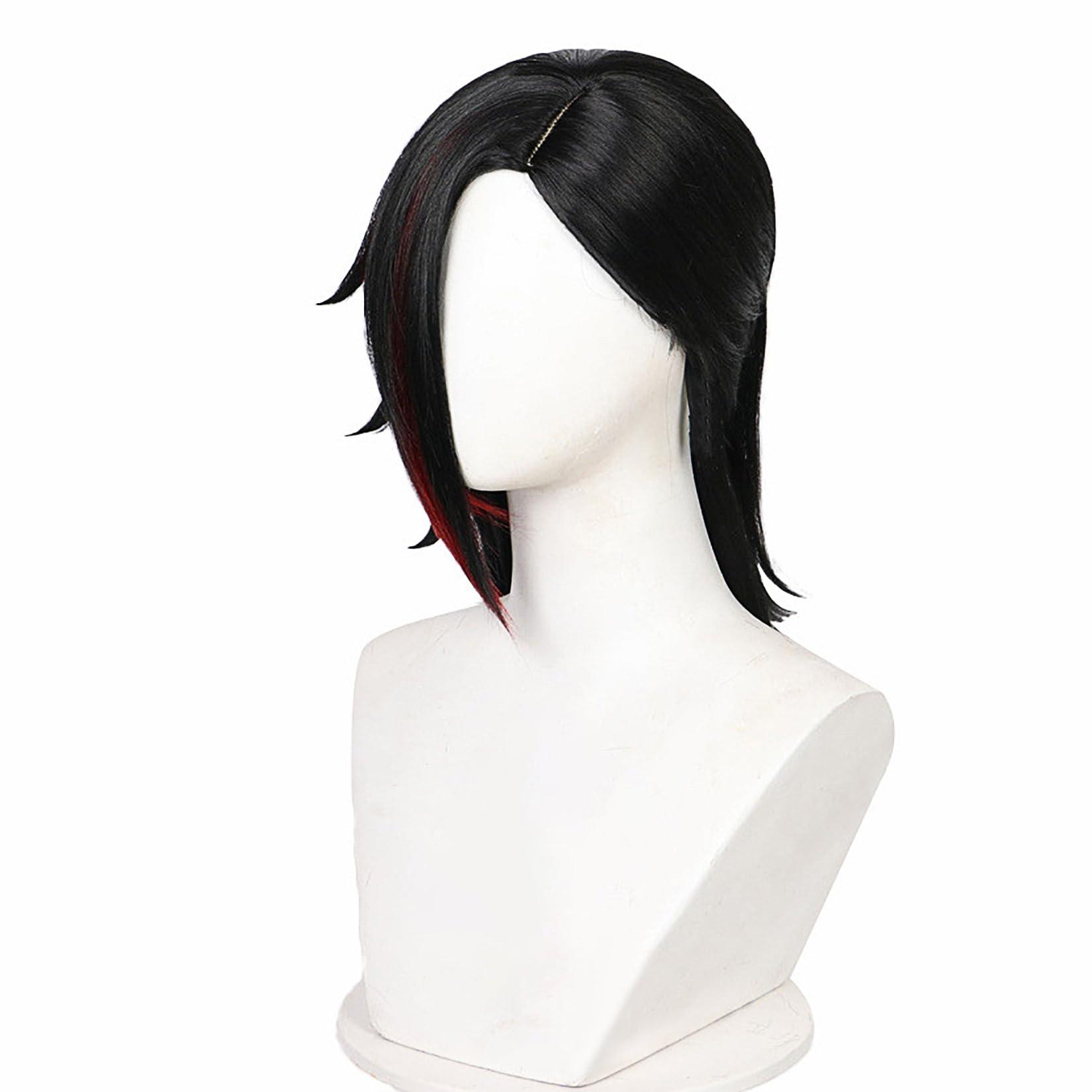 XiongXiongLe Vi Wig Cosplay Women Costume Anime Arcane‌ The Piltover Enforcer Black Mixed Red Short Straight Hairs Wigs for Adult Cos Party Halloween Christmas Comic(Violet) - Image 2