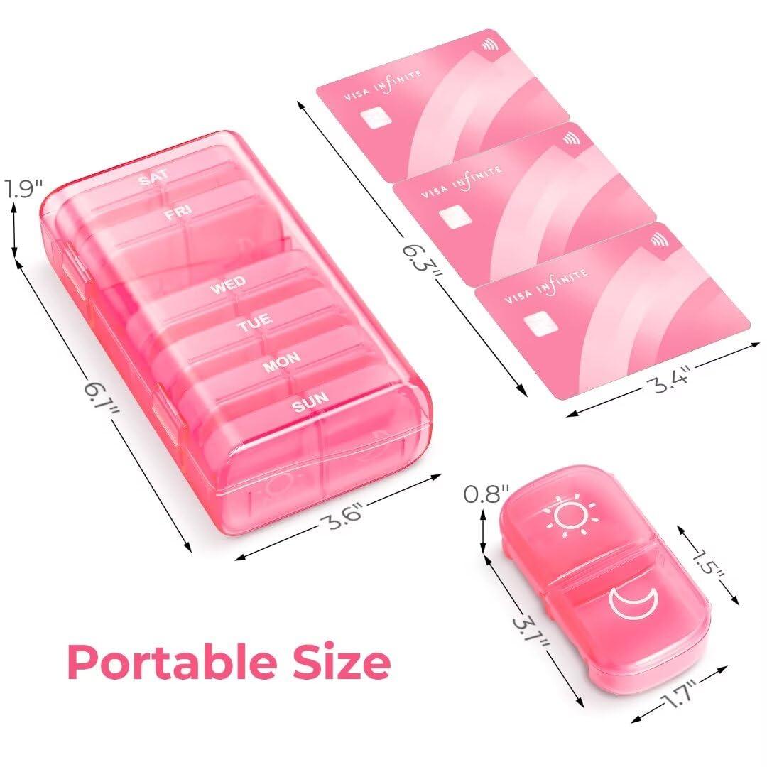 AUVON XL Weekly Pill Organizer 2 Times a Day with One-Side Large Opening Design for Easy Filling, AM PM Pill Box 7 Day, Portable Travel Pill Case for Medication, Vitamins, Fish Oils, Supplements - Image 6