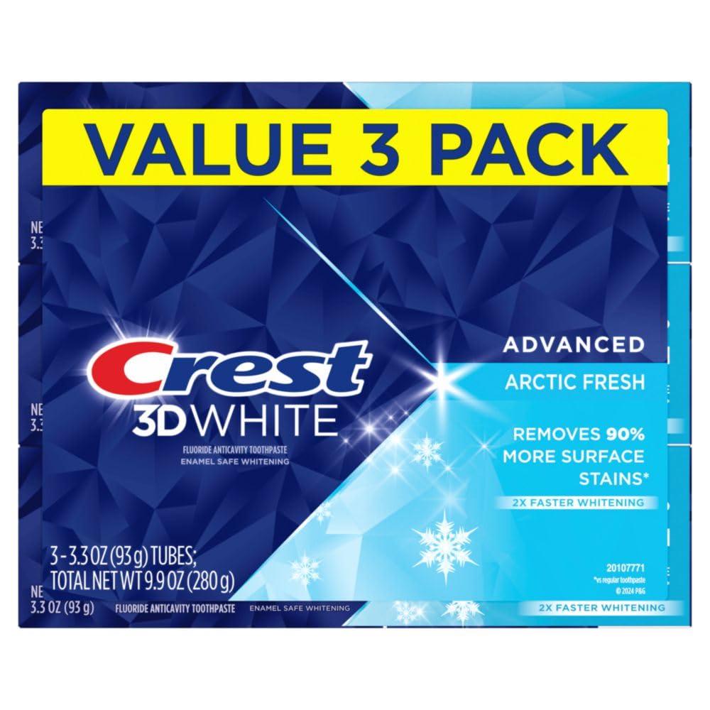 Crest 3D White Advanced Teeth Whitening Toothpaste, Arctic Fresh, 3.3 oz, Pack of 3 - Image 8