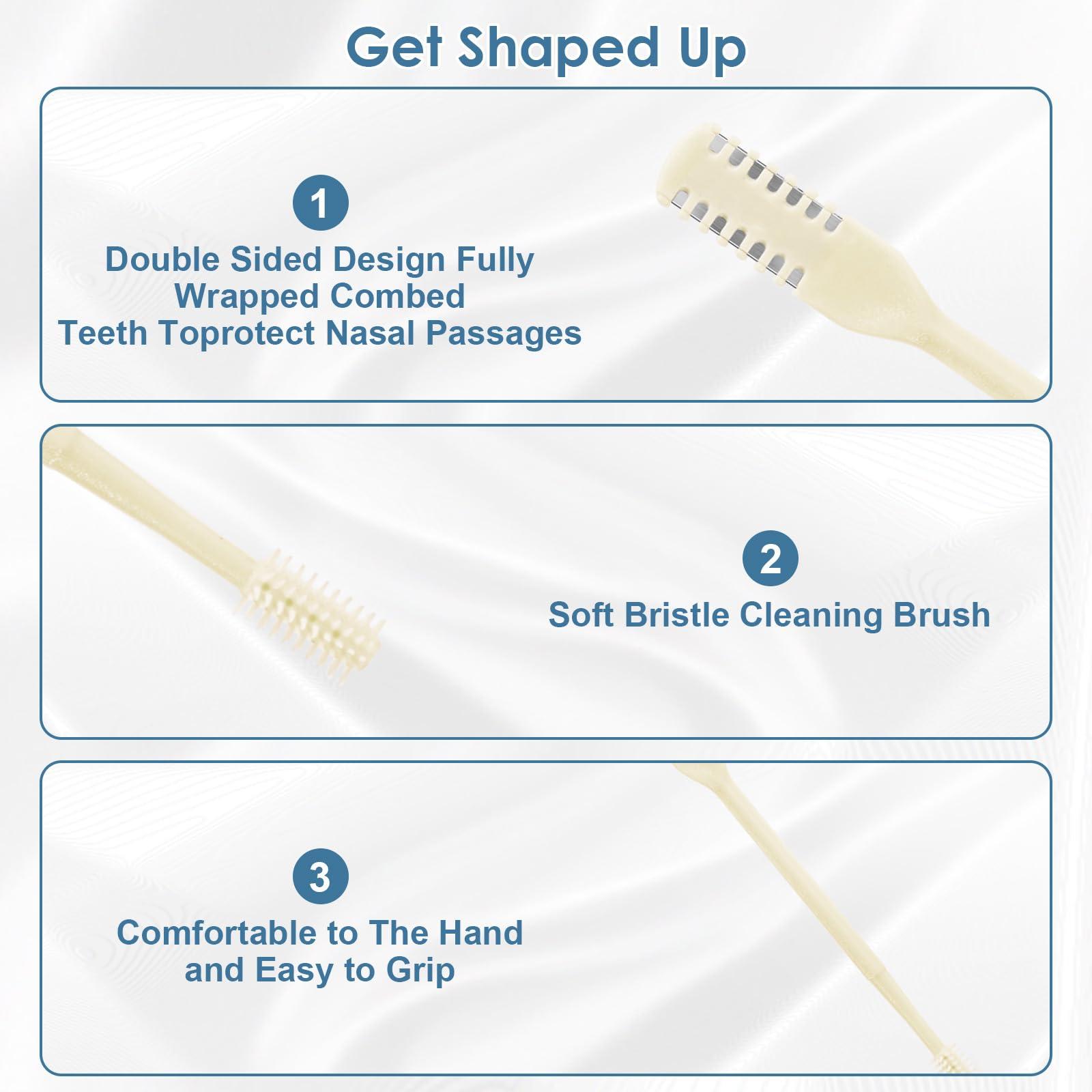 ZKENIRD 6 Pcs 2-in-1 Nasal Cutter, Upgrade Double Sided Nose Knife, 360 Nostril Hair Remover Tool, Trimmer for Men, Women, Soft Cleaning Brush (Cream) - Image 3