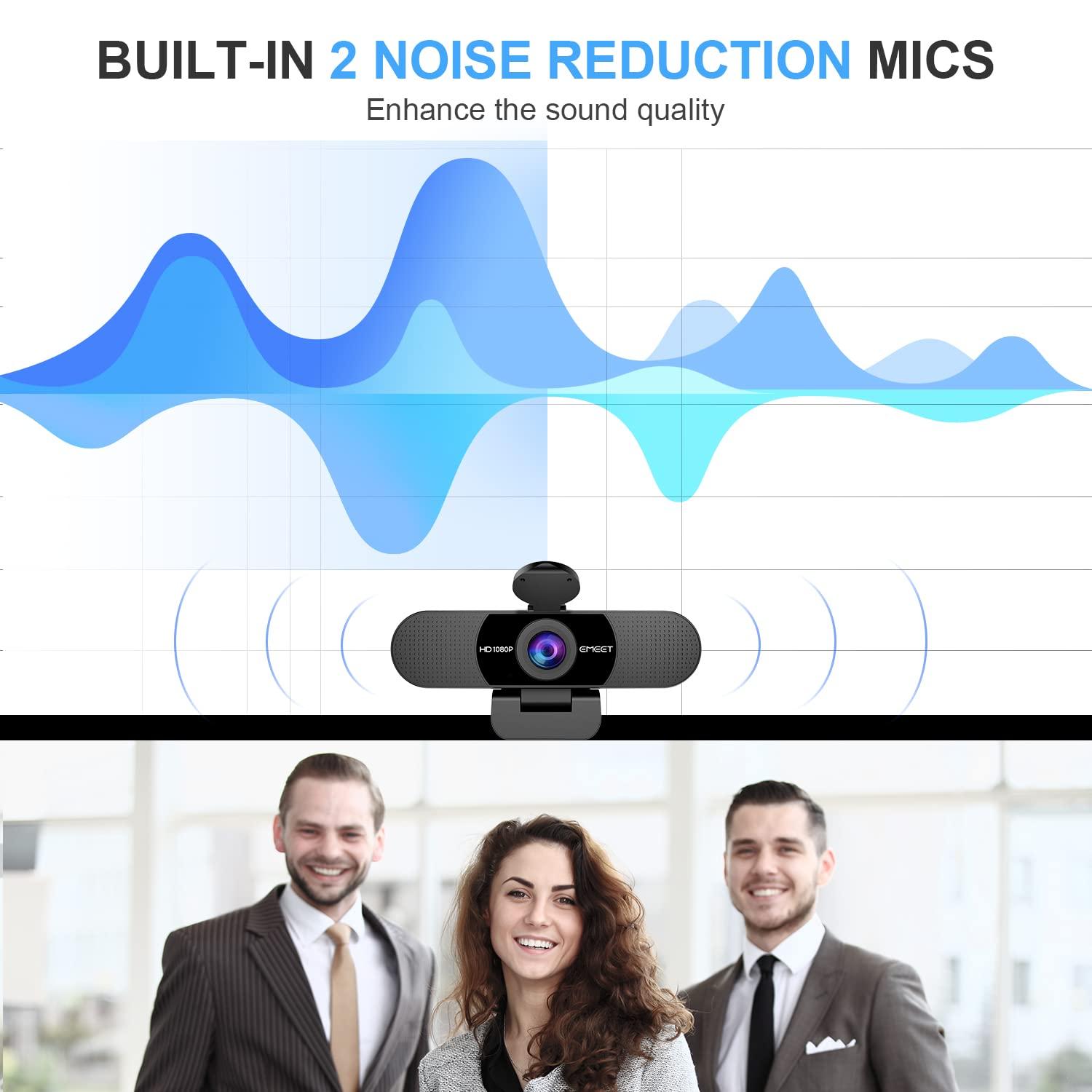 EMEET 1080P Webcam with Microphone, C960 Web Camera, 2 Mics Streaming Webcam, 90°FOV Computer Camera, Plug and Play USB Web Cam for Online Calling/Conferencing, Zoom/Teams/Facetime/YouTube, Laptop/PC - Image 3