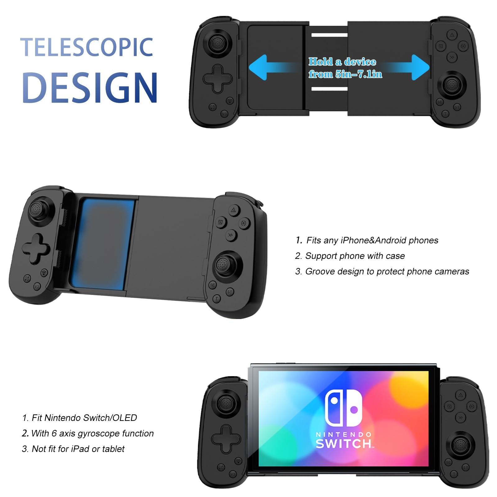 Wireless Controller for iPhone/Android/PC/iPad/Tablet/APPL Arcade MFi Games/Switch/PS4, Support Streaming on PS5/PS4/Xbox/PC Console, Cloud Gaming Gamepad Joystick - Turbo/6-Axis Gyro/Dual Motors - Image 5