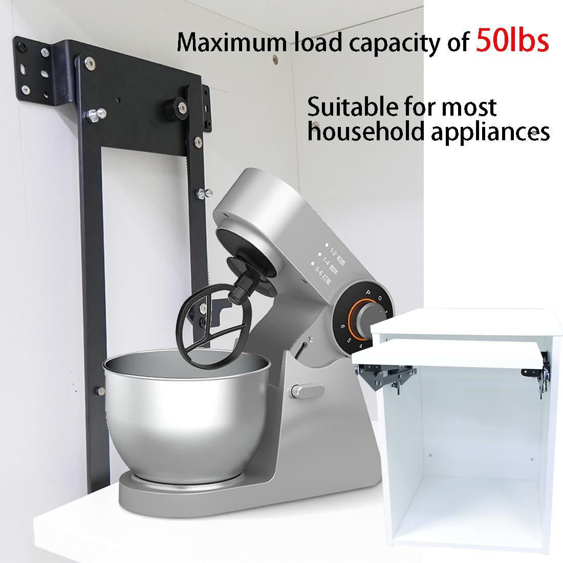 Mixer Lift for Cabinet，Appliance Lift for cabinet-Soft Close Heavy Duty Kitchen Appliance storage lifting system，with Locking Mechanism，Max load 50lb. - Image 6