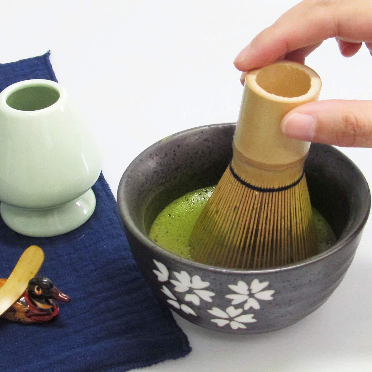 Artcome Japanese Matcha Tea Set, Matcha Whisk, Traditional Scoop, Matcha Bowl, Black Bamboo Tray, Ceramic Whisk Holder, Matcha Caddy, Handmade Matcha Ceremony Kit For Japanese Tea Ceremony (10Pcs) - Image 6