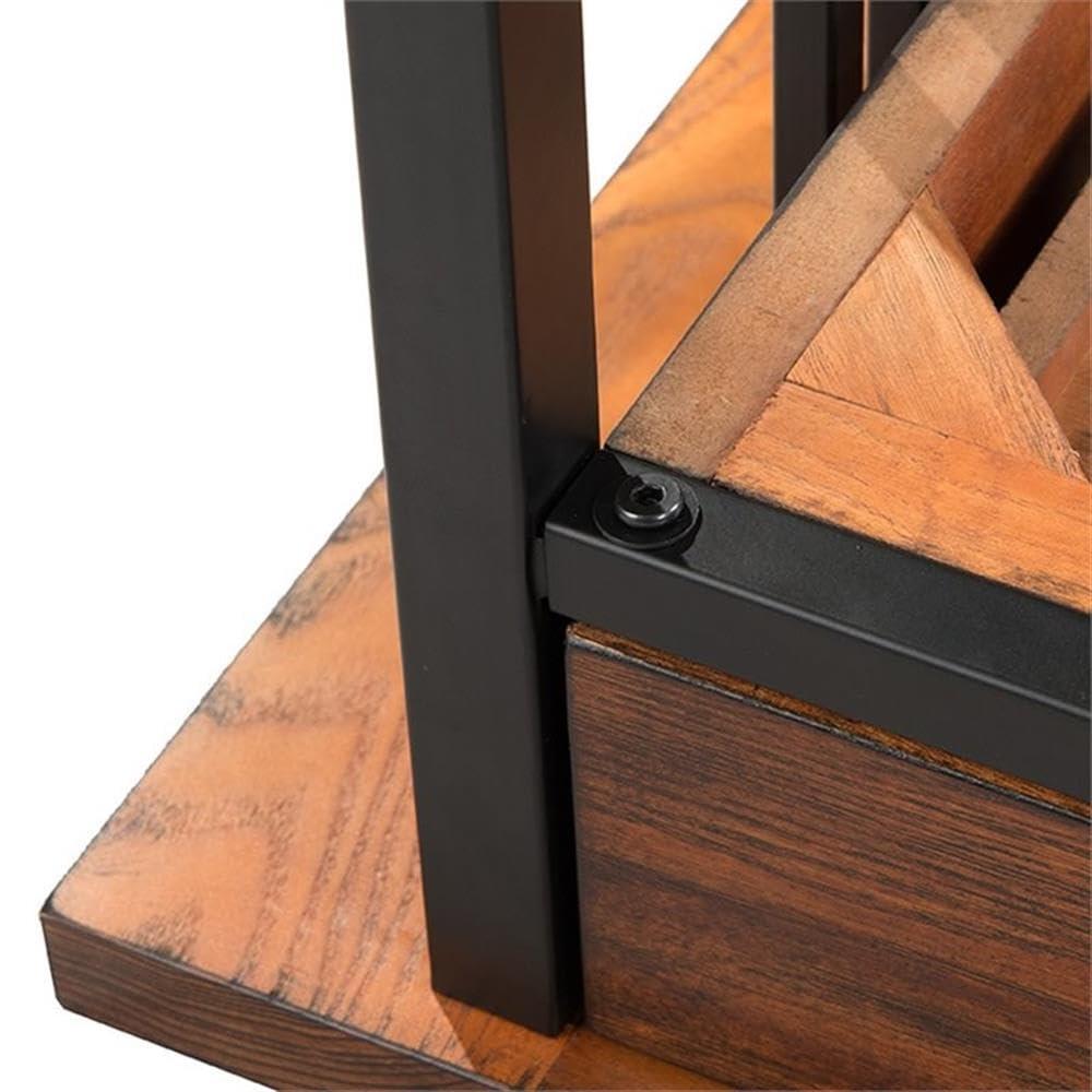 Ironcraft Rustic Writing Computer Desk with Drop Front Keyboard Drawer, Solid Wood Home Office Desk, Mission Oak and Black – Leick Home, 11200 - Image 6
