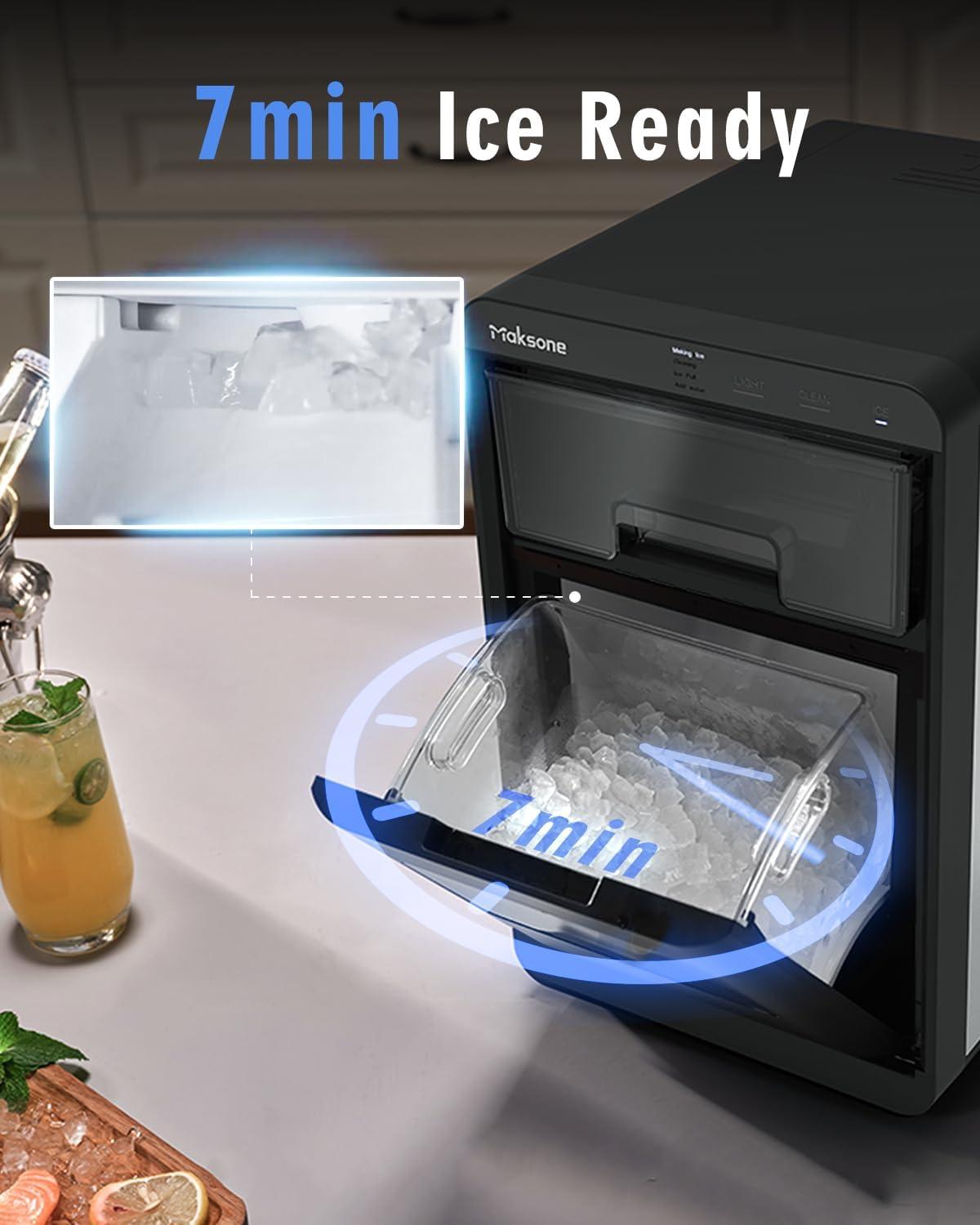 Maksone Countertop Nugget Ice Maker, 44lbs/24H,Ready in 7 Mins,Crushed ice Maker,Sonic Pebble Ice Machine - Image 3