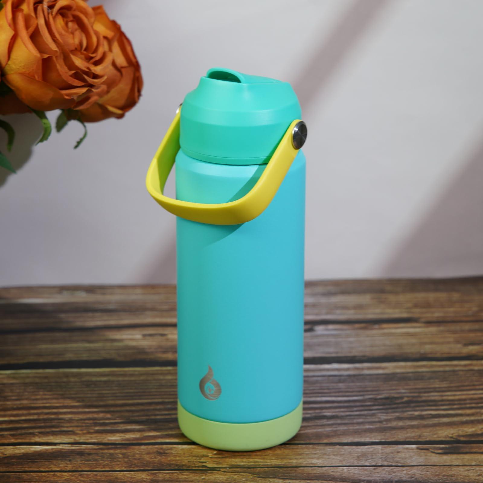 BJPKPK Insulated Water Bottle with Straw Lid, 18oz Thermos Water Bottles, Flex Handle & Non-slip Boot, BPA Free Leak Proof Stainless Steel Metal Thermos, Tumblers, Cups,Twilight Blue - Image 2