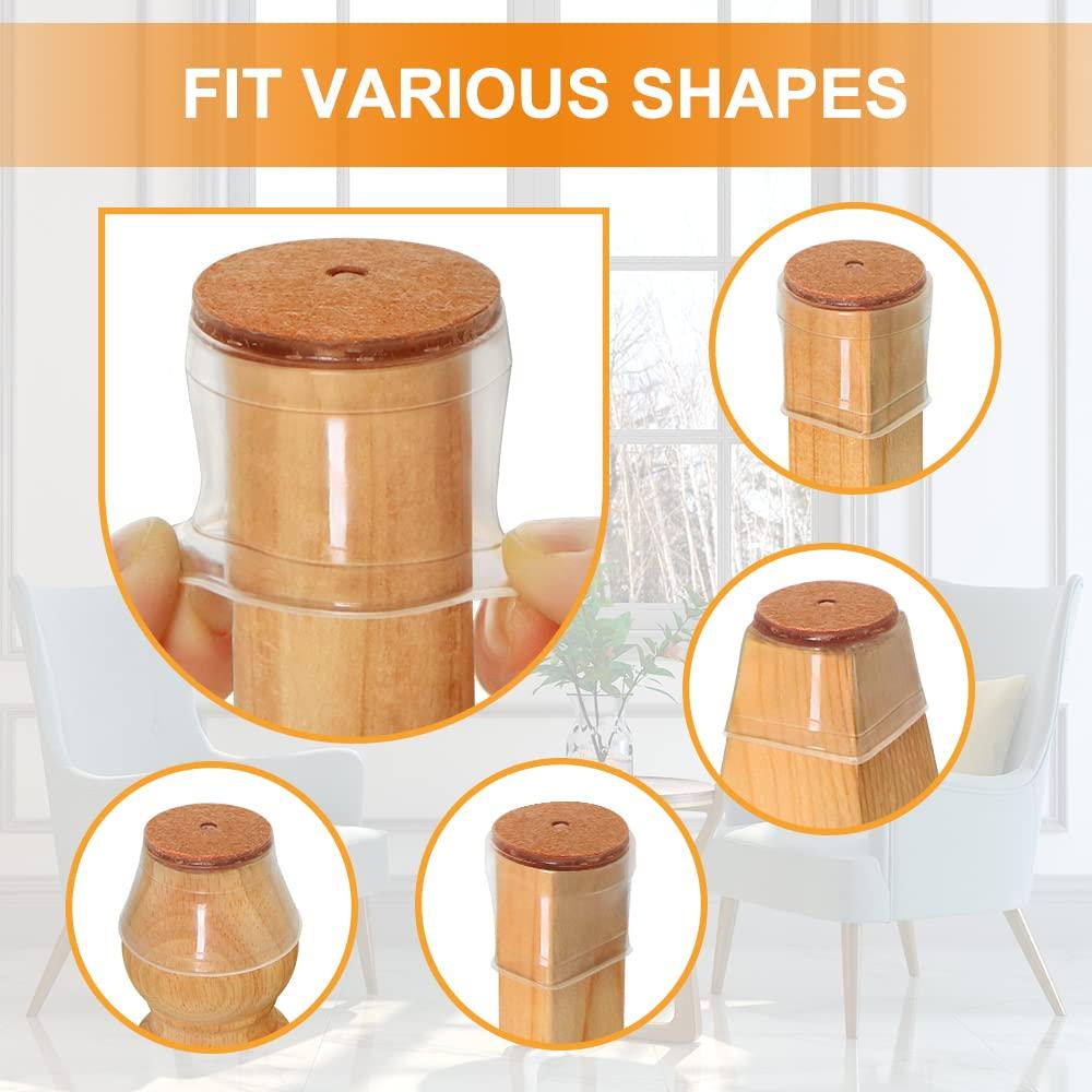 24 Pcs Chair Leg Floor Protectors for Hardwood Floors Silicone Covers to Protect Wood Tile Floors Felt Pads Furniture Leg Caps Non Slip Reduce Noise (Fit:1.3"-2") - Image 2
