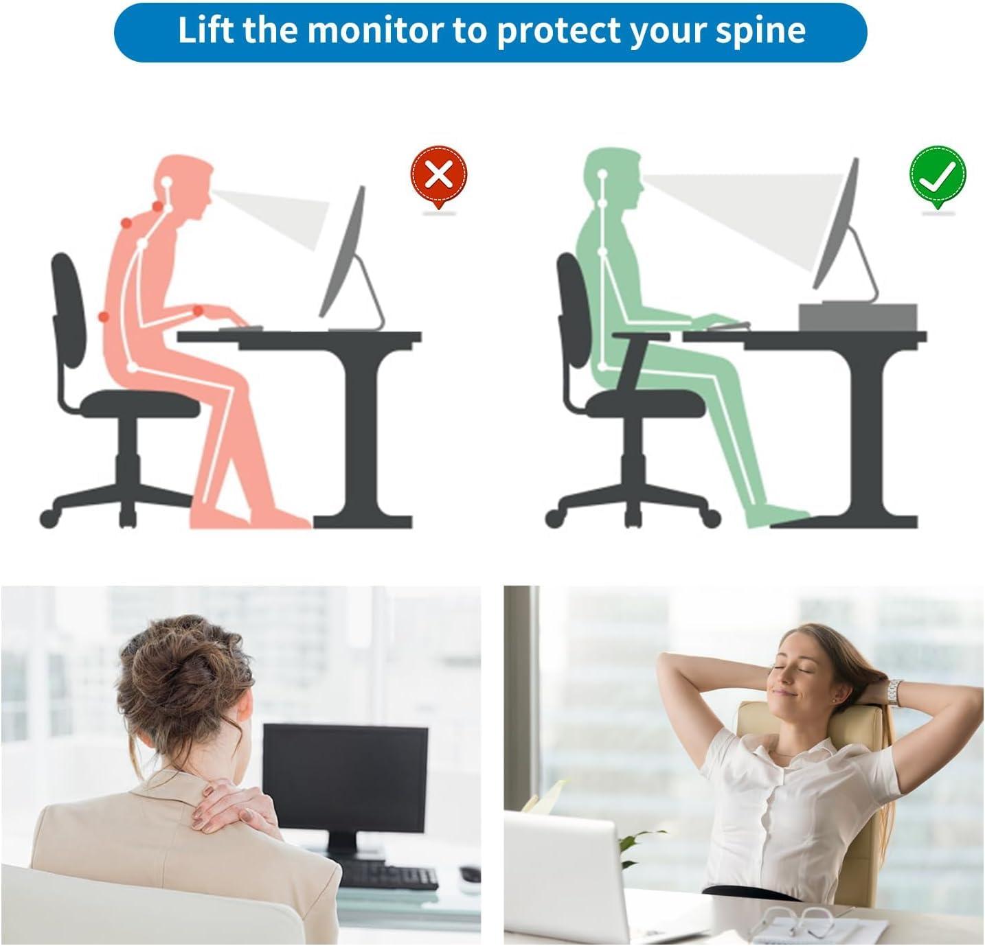 gianotter Computer Monitor Stand Riser, Desk Organizers and Accessories with Drawer, Office Desk Accessories & Workspace Desktop Organizers Storage for Classroom Office Supplies (Black) - Image 5