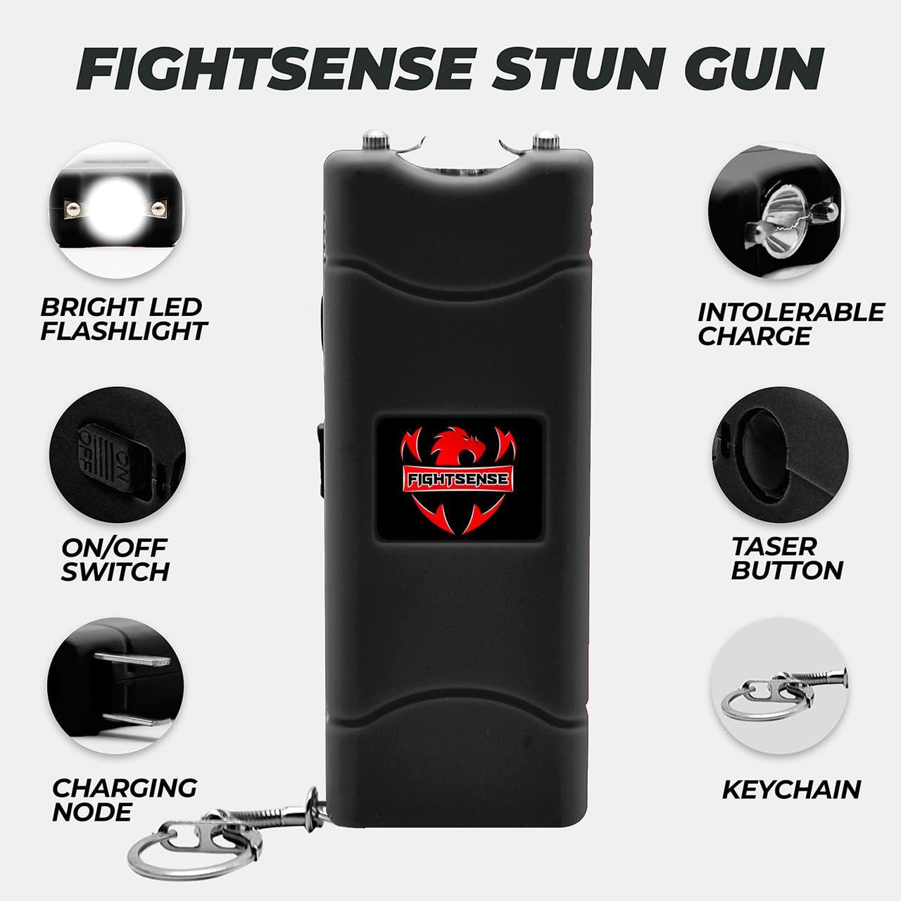 FIGHTSENSE Mini Stun Gun Keychain & Pepper Spray Combo Pack for Self Defense Kit - Extremely Powerful Stun Gun Flashlight for Women - Image 4