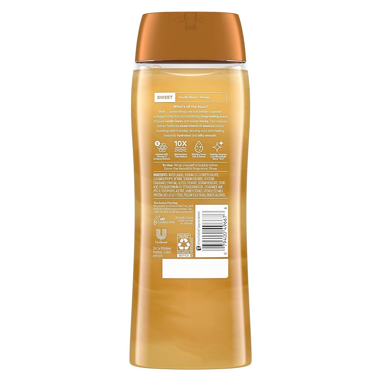 Suave Moisturizing Body Wash, with Milk & Honey and Vitamin E Extract, No Parabens, No Phtahaltes, 18 Oz Pack of 6 - Image 2
