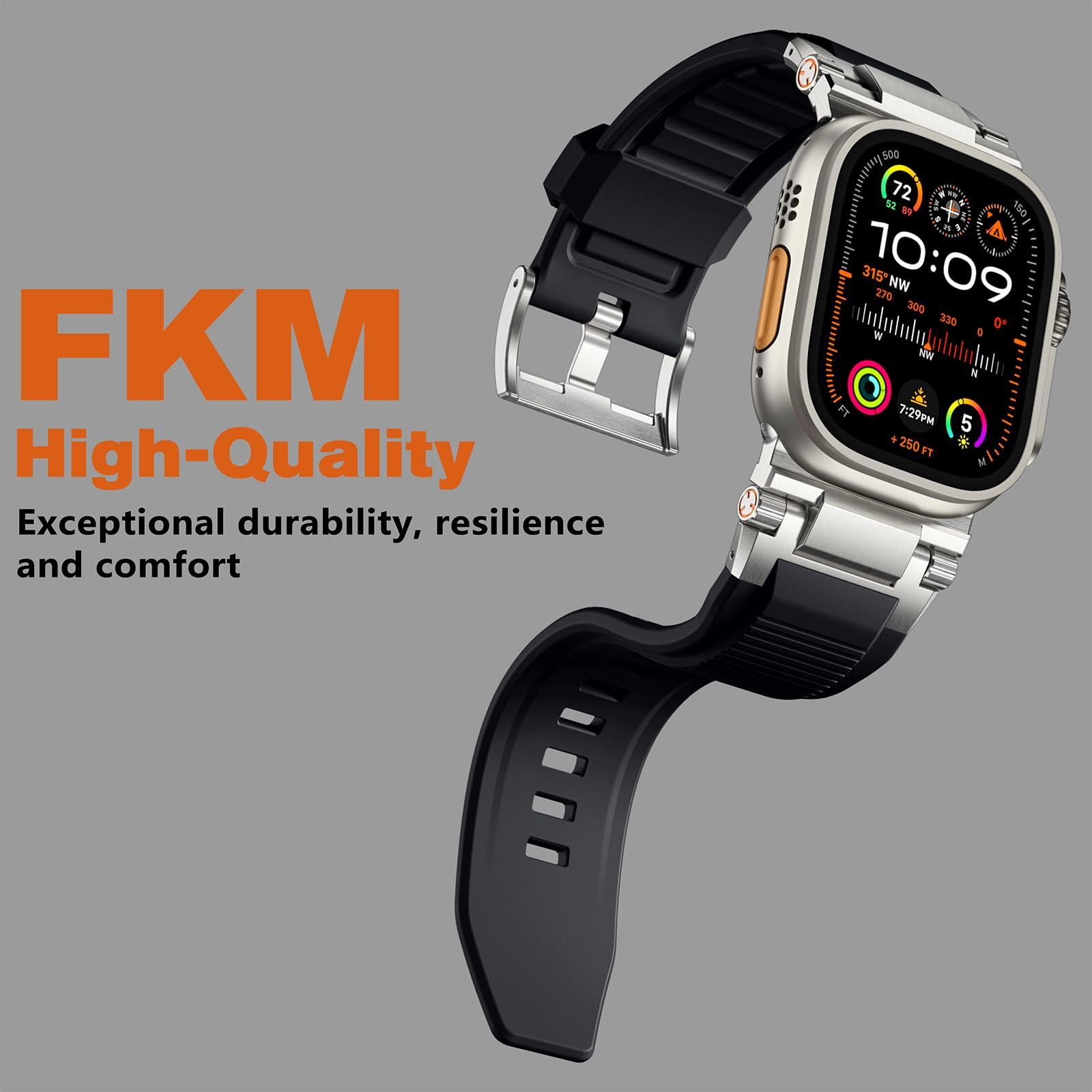 Bandletic Fidlock R-Nylon Magnetic Band + R-Steel FKM Band for Apple Watch Ultra 2 (42mm, 44mm, 45mm, 46mm, 49mm) - Green, Modern, Rally Design with Magnetic Quick-Release and Hook and Loop Closure - Image 6