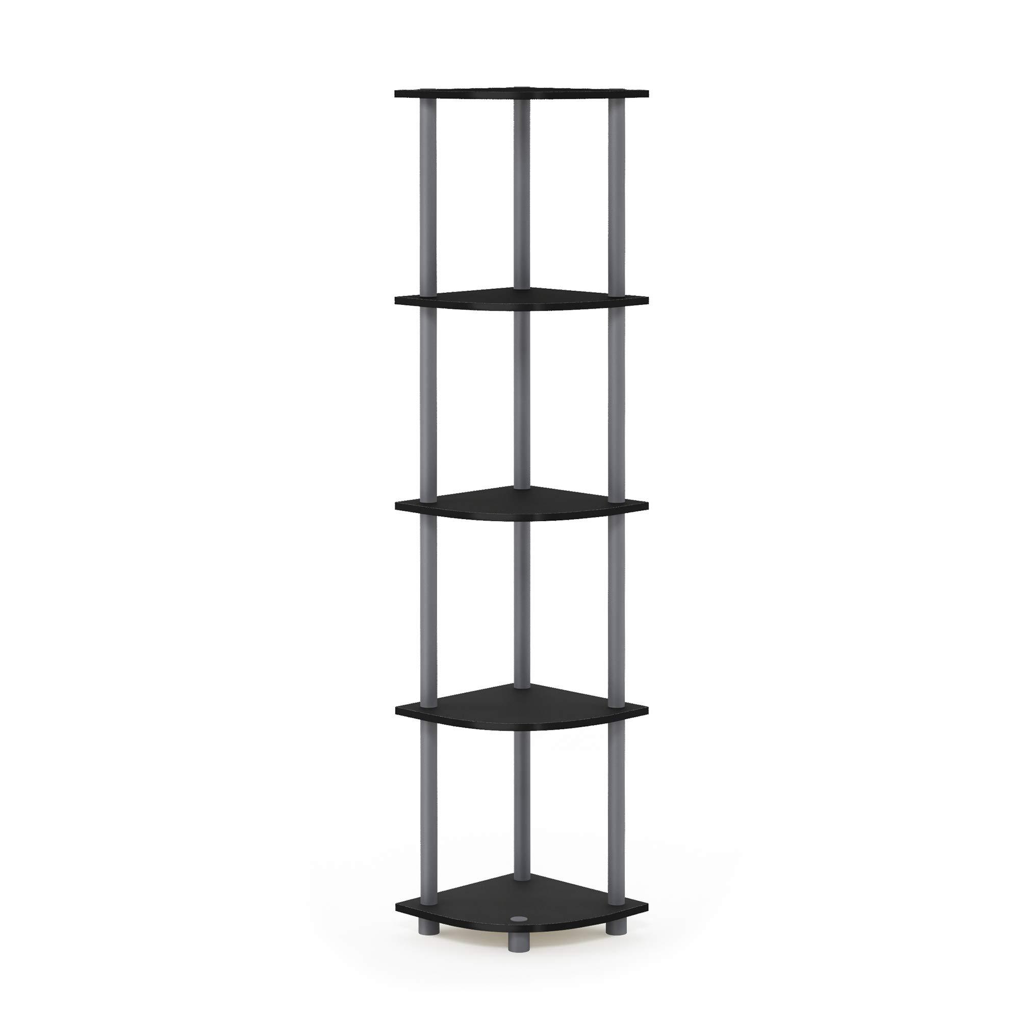 Furinno Turn-N-Tube 5 Tier Corner Display Rack Multipurpose Shelving Unit, 1-Pack, Black/Grey - Image 6