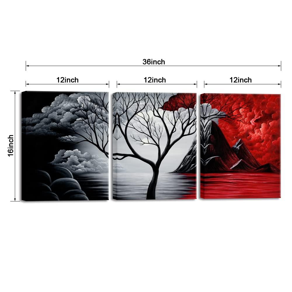 Wieco Art The Cloud Tree 3 Panels Modern Giclee Canvas Prints Artwork Abstract Seascape Paintings Reproduction Sea Beach Pictures Printed on Canvas Wall Art for Home Decorations Wall Decor - Image 3