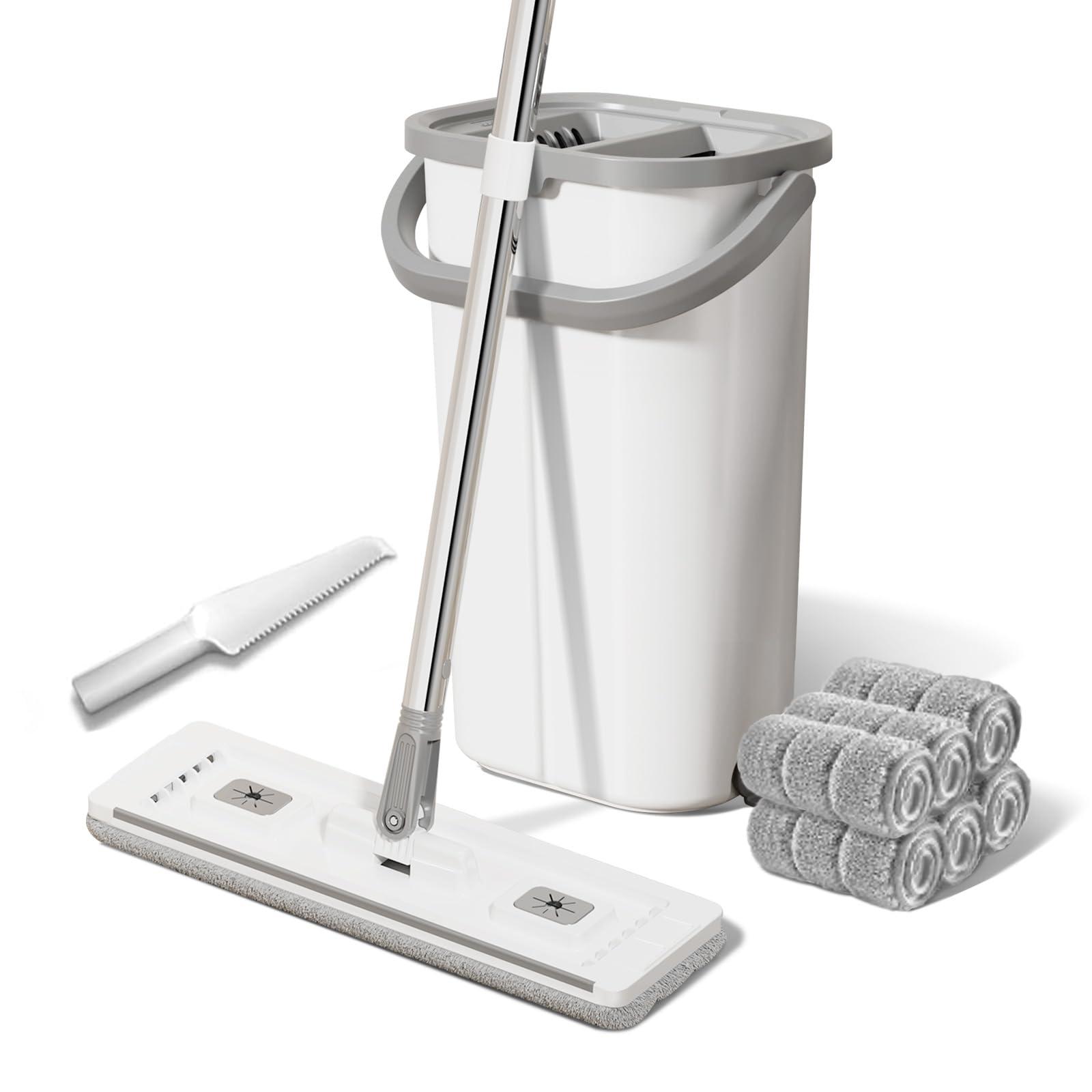 ZJSYJJ Mop and Bucket with Wringer Set: Wet Dry Separation System for Easy Floor Cleaning Rebound Head for Bathroom & Living Room Gift for Women - Image 8