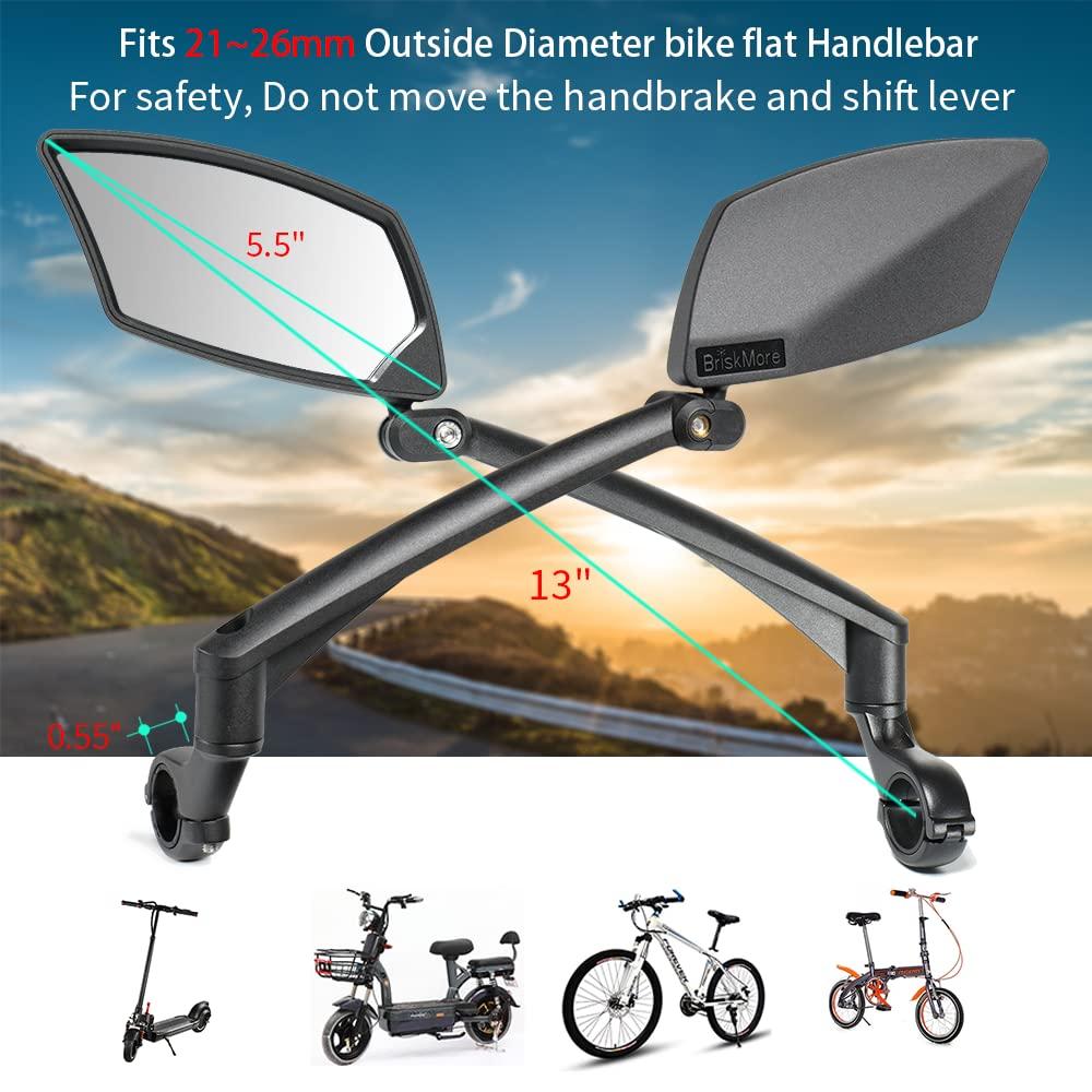 BriskMore Handlebar Bike Mirror, Scratch Resistant Glass Lens, Ajustable and Rotatable Safe Rearview Bicycle Mirror - Image 2