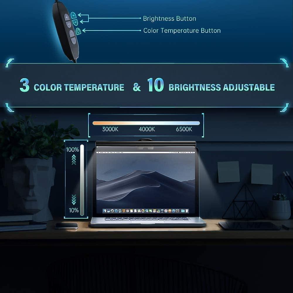 CATPOWER Portable Laptop Monitor Light Bar with USB Connection, e-Reading LED Task Lamp, 3 Color Temperature Settings, 10 Levels of Brightness Adjustment, No Glare on The Screen, Saves Space - Image 5