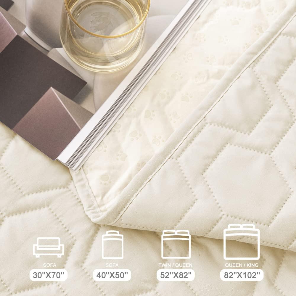 Tcksstex Waterproof and Anti-Slip Dog Bed Cover and Pet Blanket Sofa Pet Bed Mat ，car Incontinence Mattress Protectors Furniture Couch Cover for Most Cats Dogs, Pets（52x82-Ivory） - Image 6