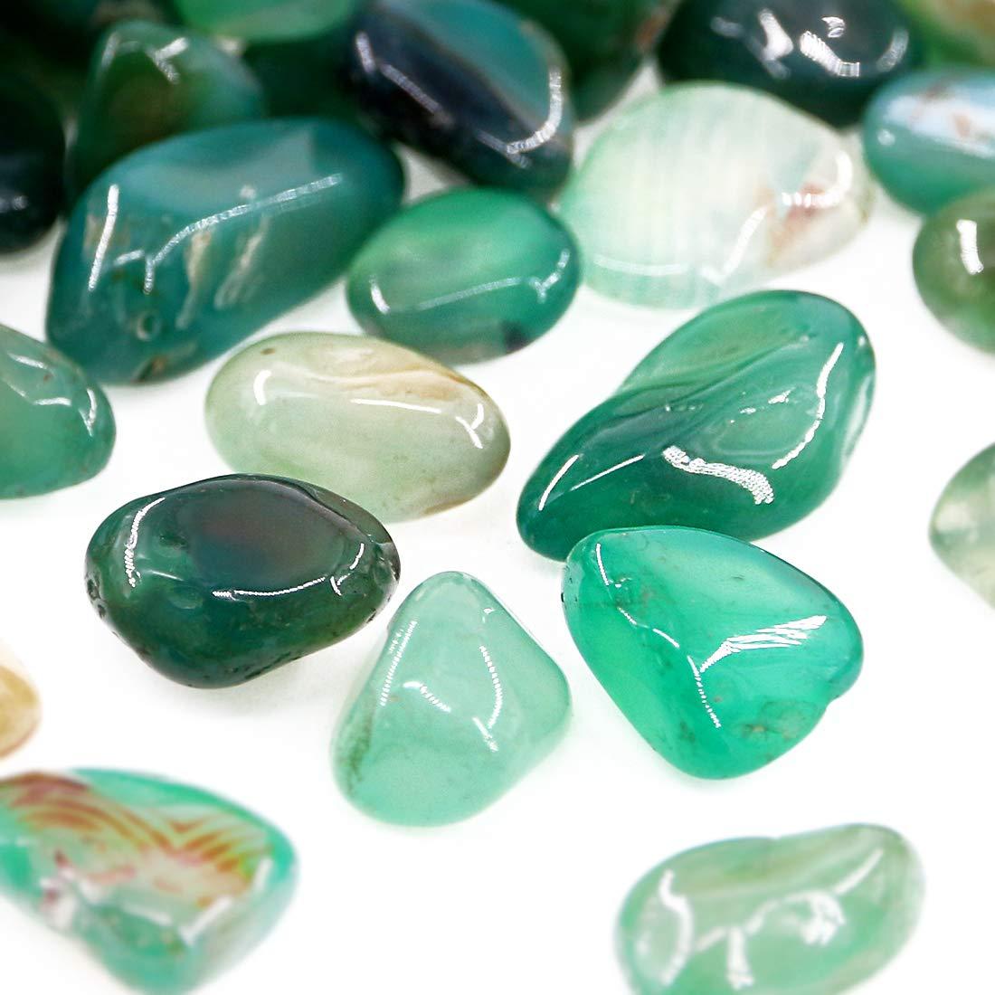 Hilitchi Green Agate Stone Tumbled Stones for Plants Cacti & Succulents Bedding, Vase Filler, Landscape Bottom Decoration (About 1lb(455g)/Bag) - Image 3