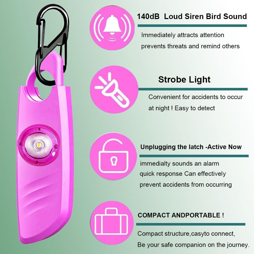 FA FIGHTART Personal Safety Alarm Siren for Women 140db Sound Strobe Light with Key Chain Devices for Women Men Pink - Image 2
