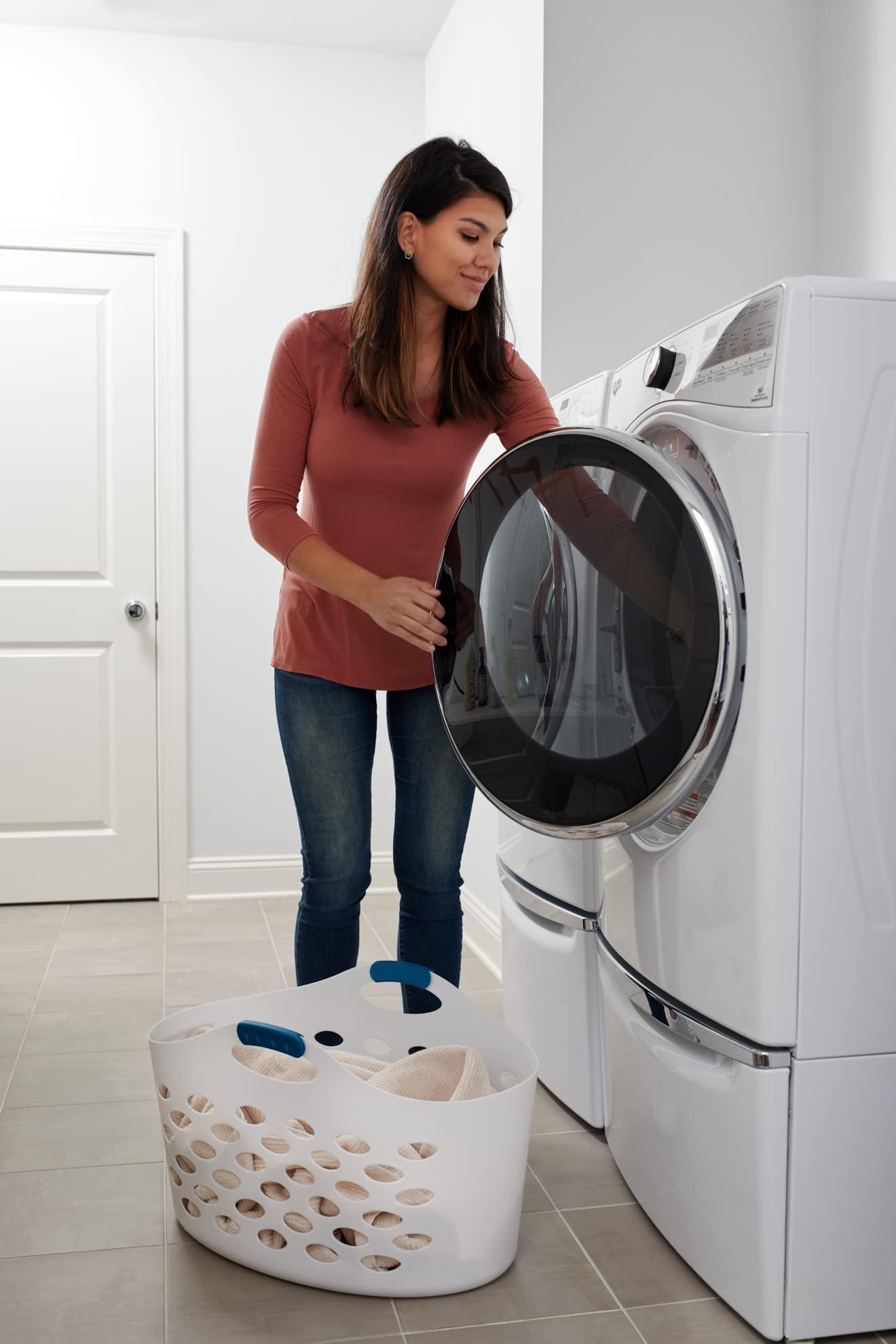 Rubbermaid 1.5 Bushel Capacity Durable Versatile Flex N Carry Portable Flexible Laundry Basket With Convenient Carrying Handles, White, Organization and Storage for Laundry/Garage/Home - Image 12