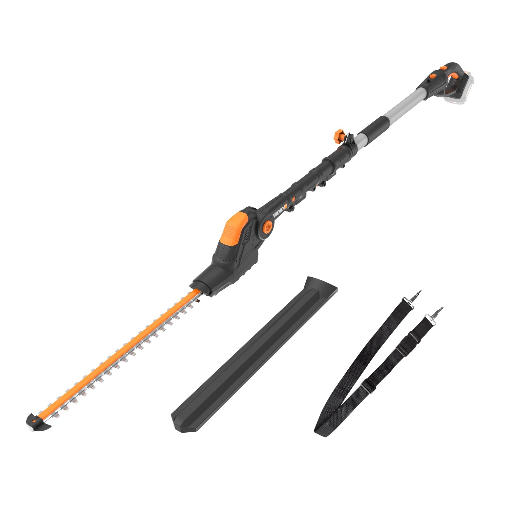 WORX WG252.9 20V 20" Cordless Hedge Trimmer, Reach Up to 12 Inch, Extended Pole, 180° Rotation Head, Battery & Chargers Not Included