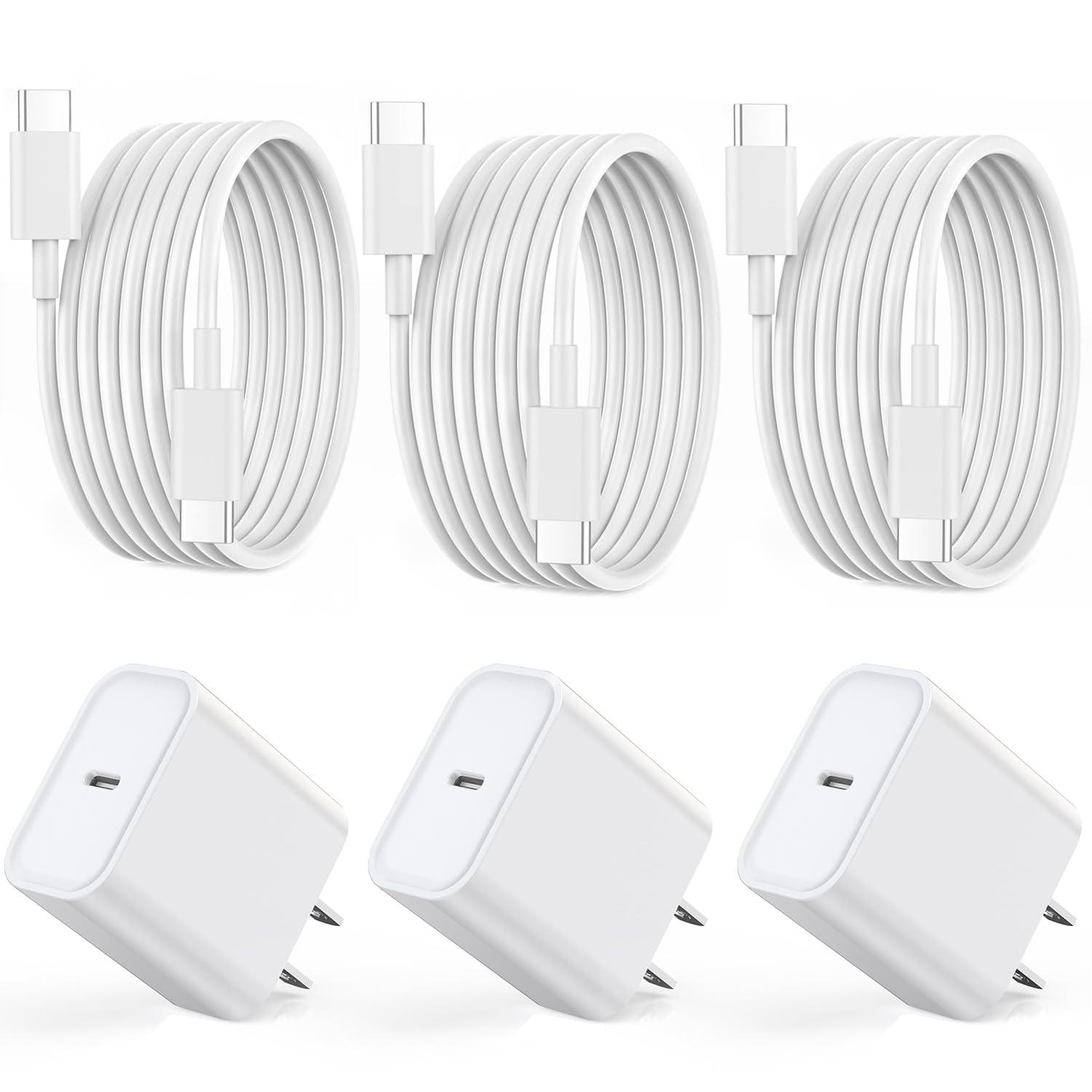 Fast Charger for iPhone 16 15, 3Pack USB C iPad Charge PD Fast Charger Block 6FT Long USB C to Type C i Phone 16 15 Charging Cable Cord for iPhone 16/16 Pro/Plus/15/15 Pro/Pro Max,iPad Pro 12.9/11inch