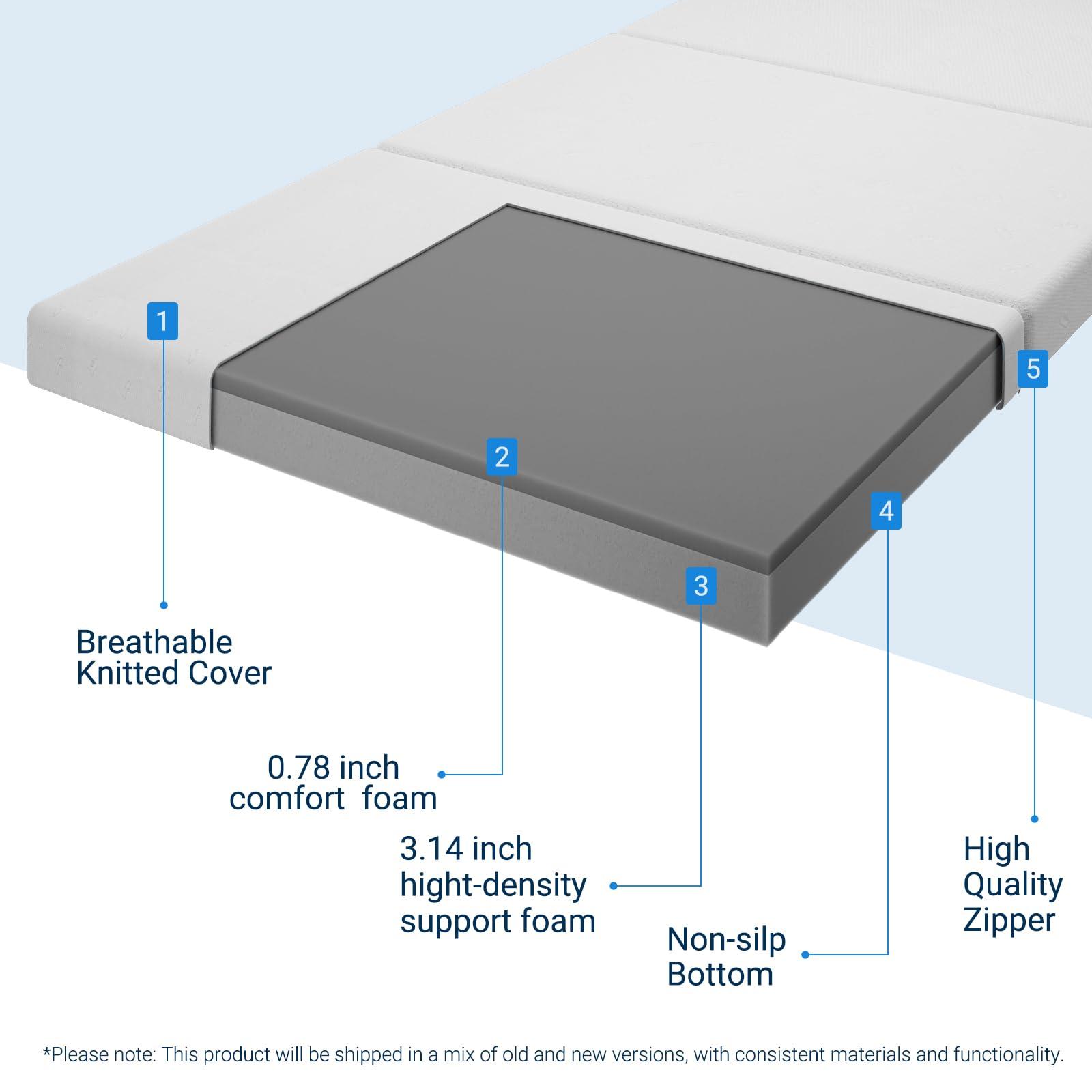 Avenco Folding Mattress, 4 Inch Trifold Mattress, Twin Size Folding Mattress for Indoors, RV/Camper Van, Travel, Camping, Guest Room-Breathable Cover & Non-Slip Bottom - Image 4