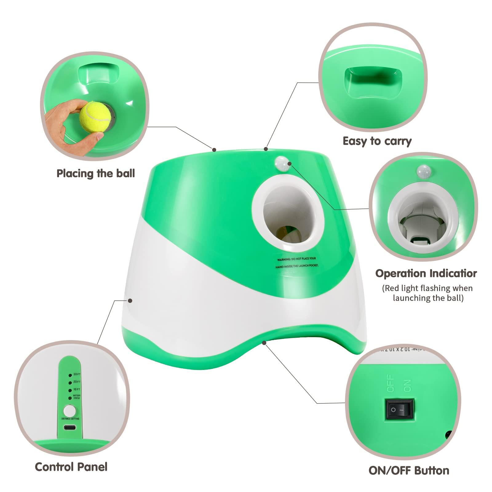 MEKAPLE Dog Ball Thrower Launcher, Automatic Launcher with 6 Mini Tennis Balls, Interactive Dog Toys Indoor Outdoor Ball Thrower Machine for Small Dogs with 3 Distance Settings - Image 5