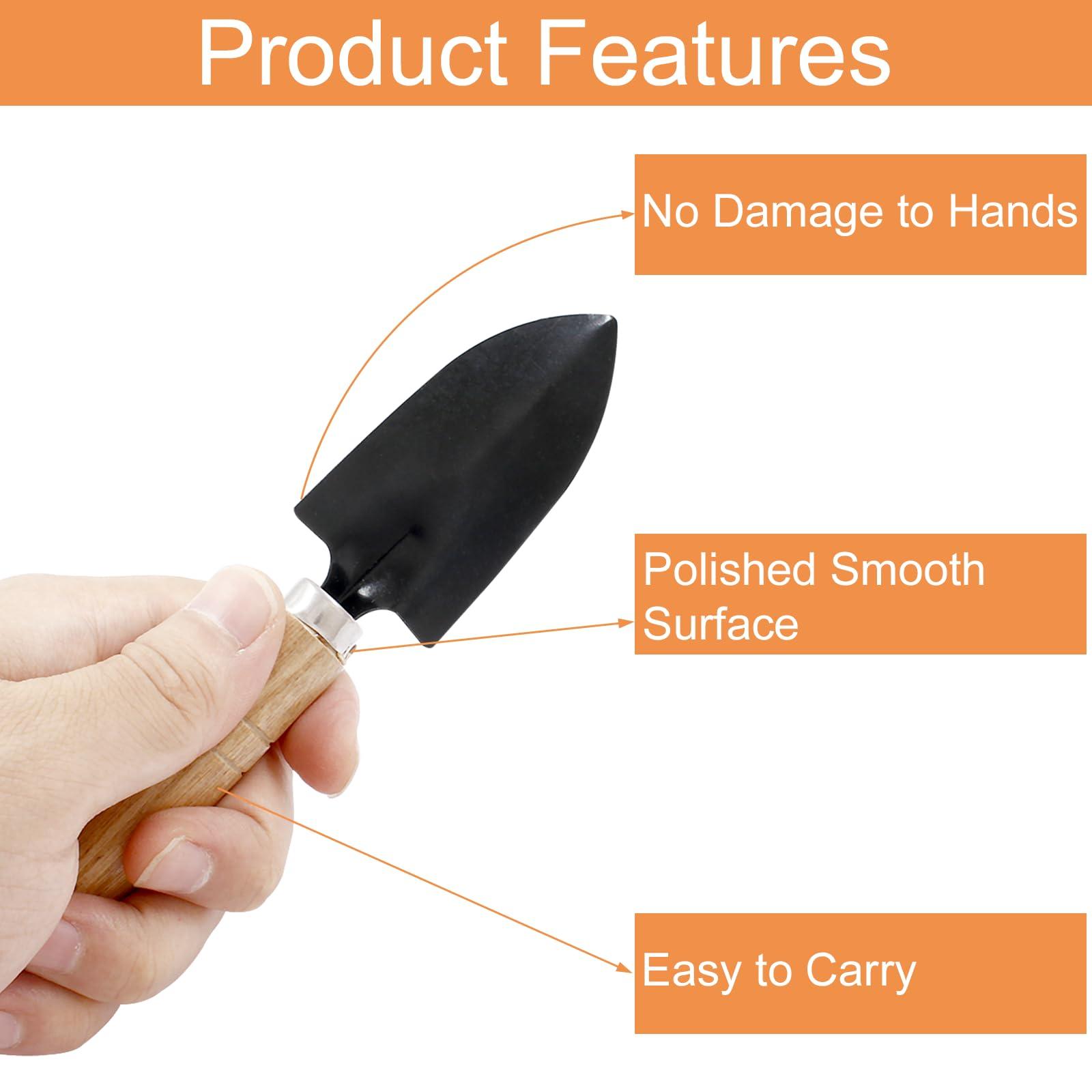 Waziaqoc 3Pcs Mini Garden Tools, Small Indoor Gardening Tools Includes Hand Shovel, Transplant Spade, Hand Rake with Wood Non Slip Handle for Plant Succulent, Flower, Vegetables - Image 3