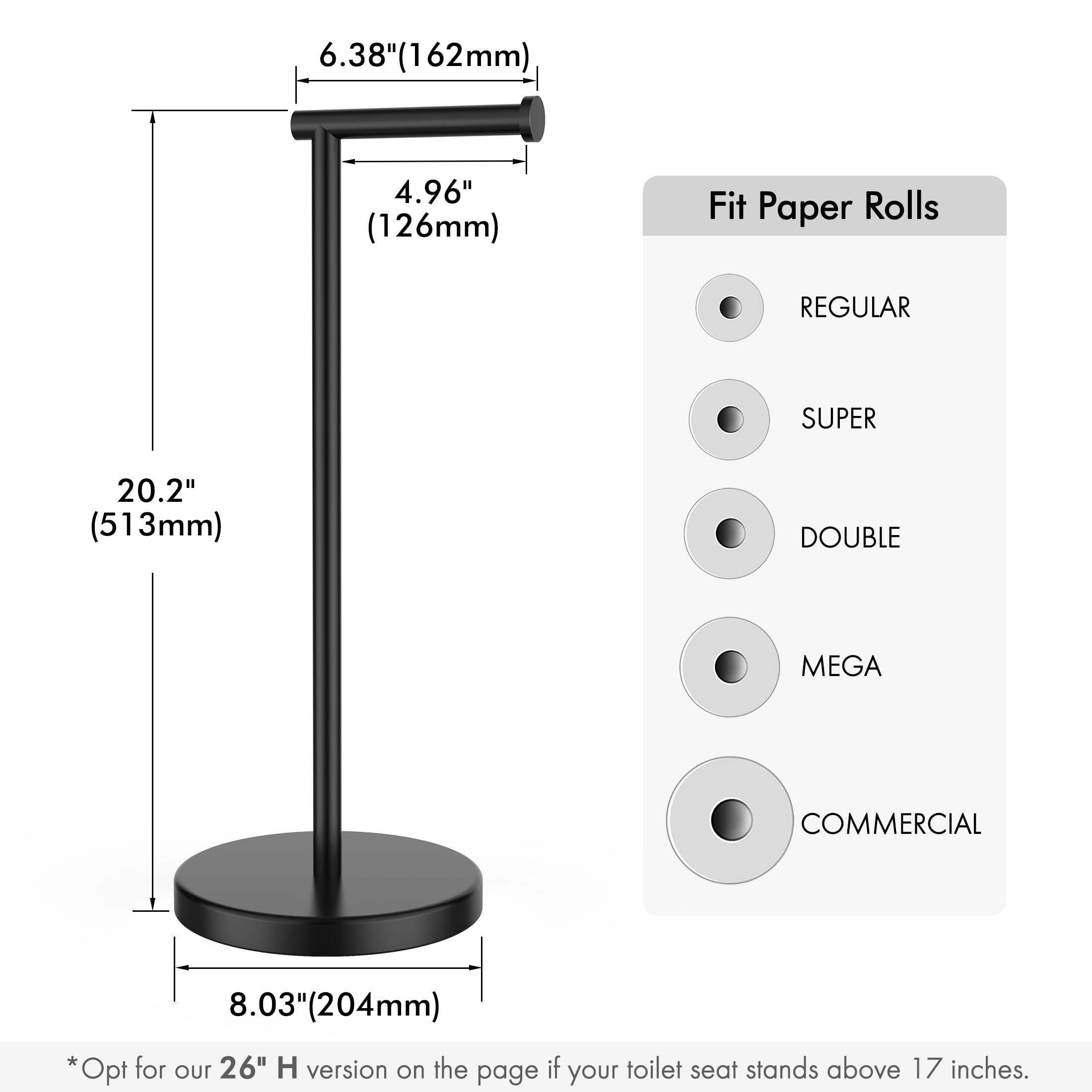 KES Bathroom Toilet Paper Holder Stand Modern Tissue Roll Holder SUS304 Stainless Steel Rustproof Freestanding 20.2" H, Matte Black BPH283S1-BK - Image 5