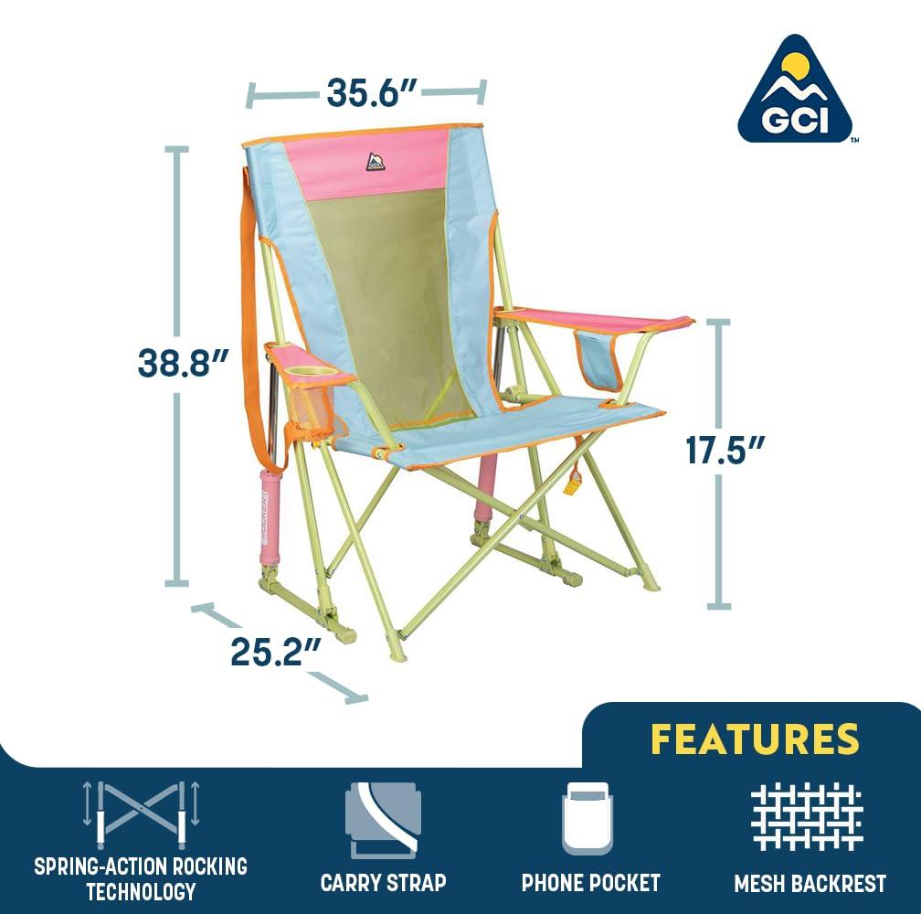 GCI Outdoor Comfort Pro Rocker Camping Chair | Portable Folding Rocking Chair with Durable Armrests & Drink Holder — Sweet Tea - Image 2