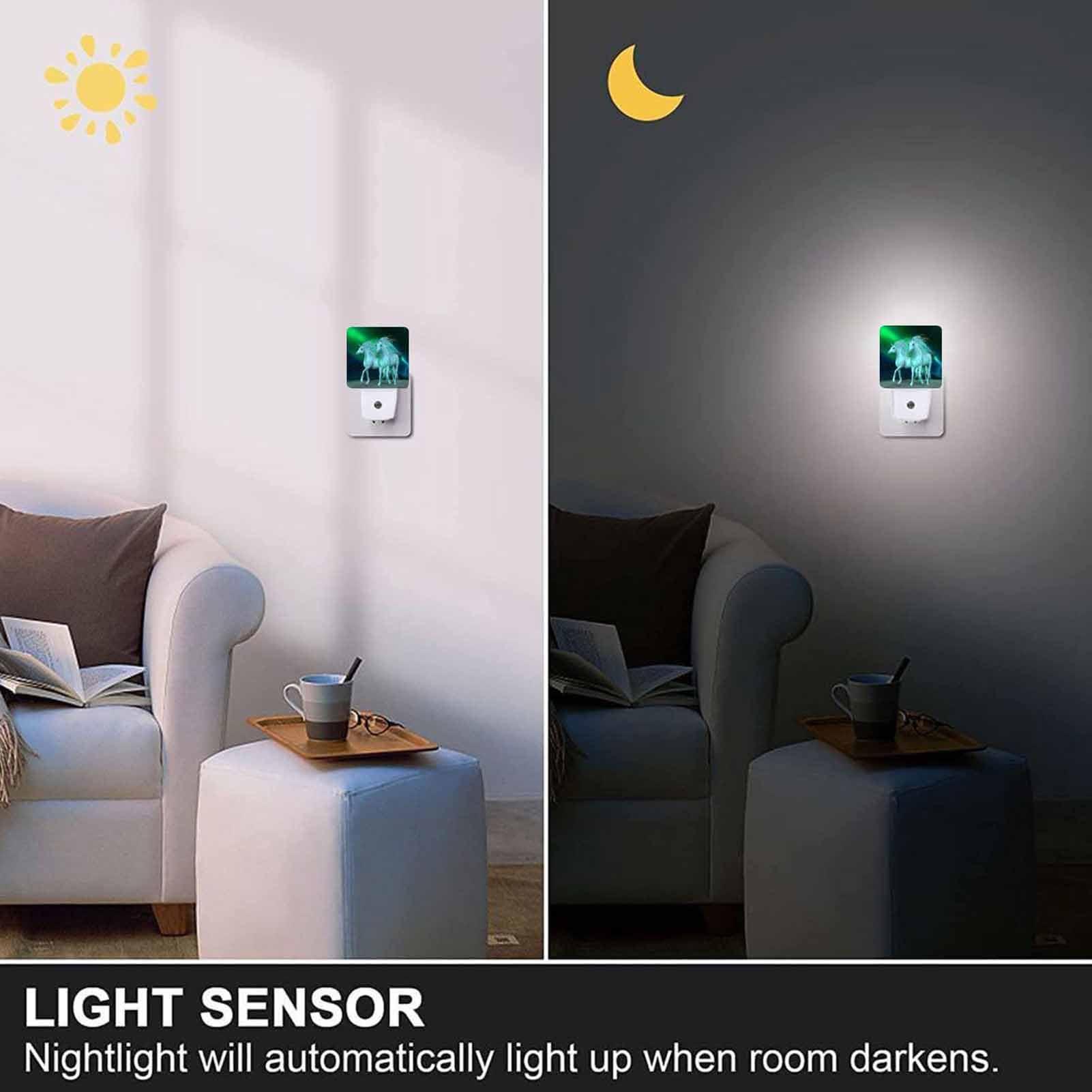 Chrobak LED Night Light,Northern Lights White Unicorns LED Night Light Plug into Wall with Dusk to Dawn Light Sensor White Energy Efficient Nightlight for Bedroom Bathroom Hallway Living Room Kitchen - Image 5