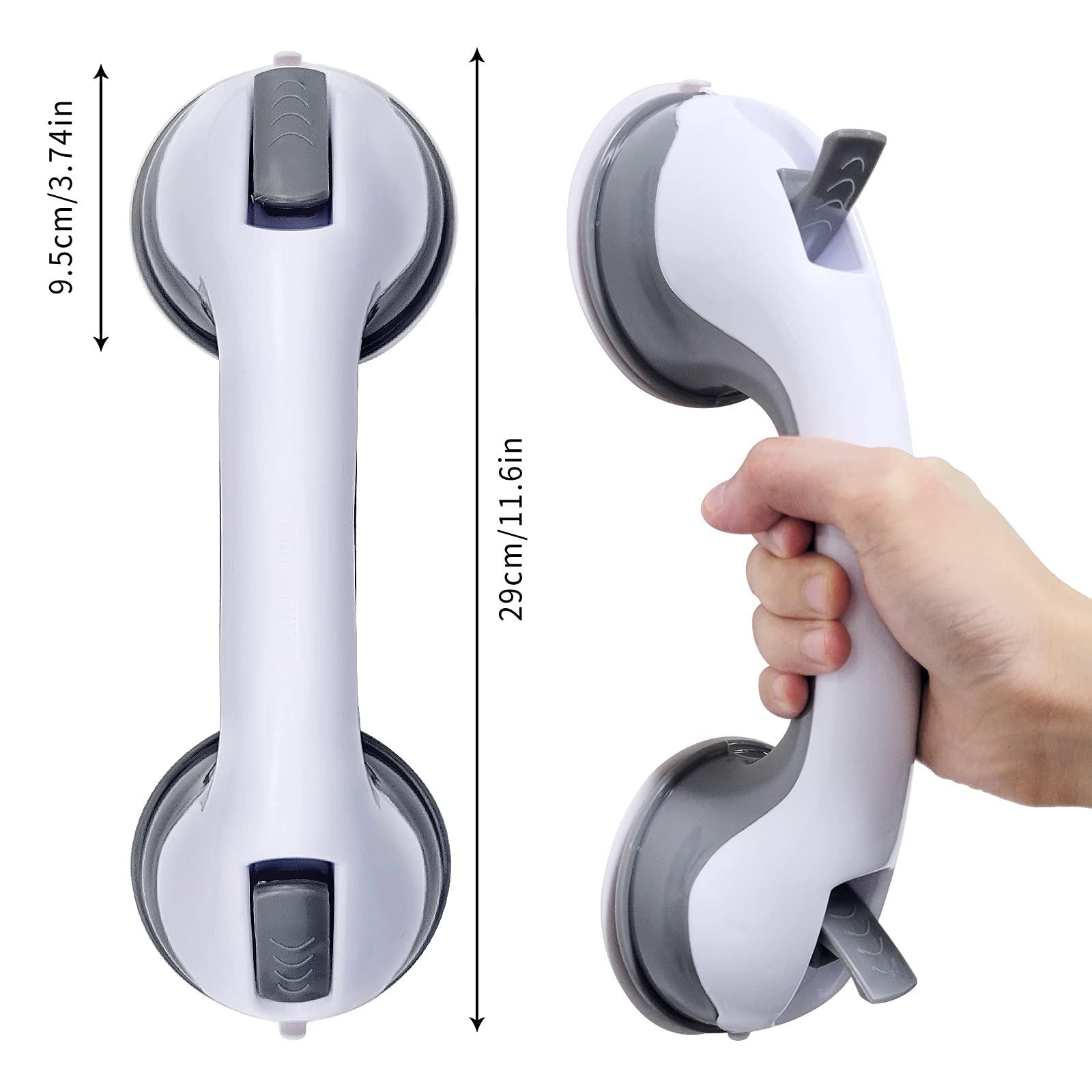 12'' Portable Grab Bars for Bathroom,Ultra Grip Dual Locking Shower Handles for Elderly,Safety Suction Grab Bars for Shower,Balance Assit Hand Rail Support,Injury,Senior,Kids(Gray, 12"-Pack of 2) - Image 2