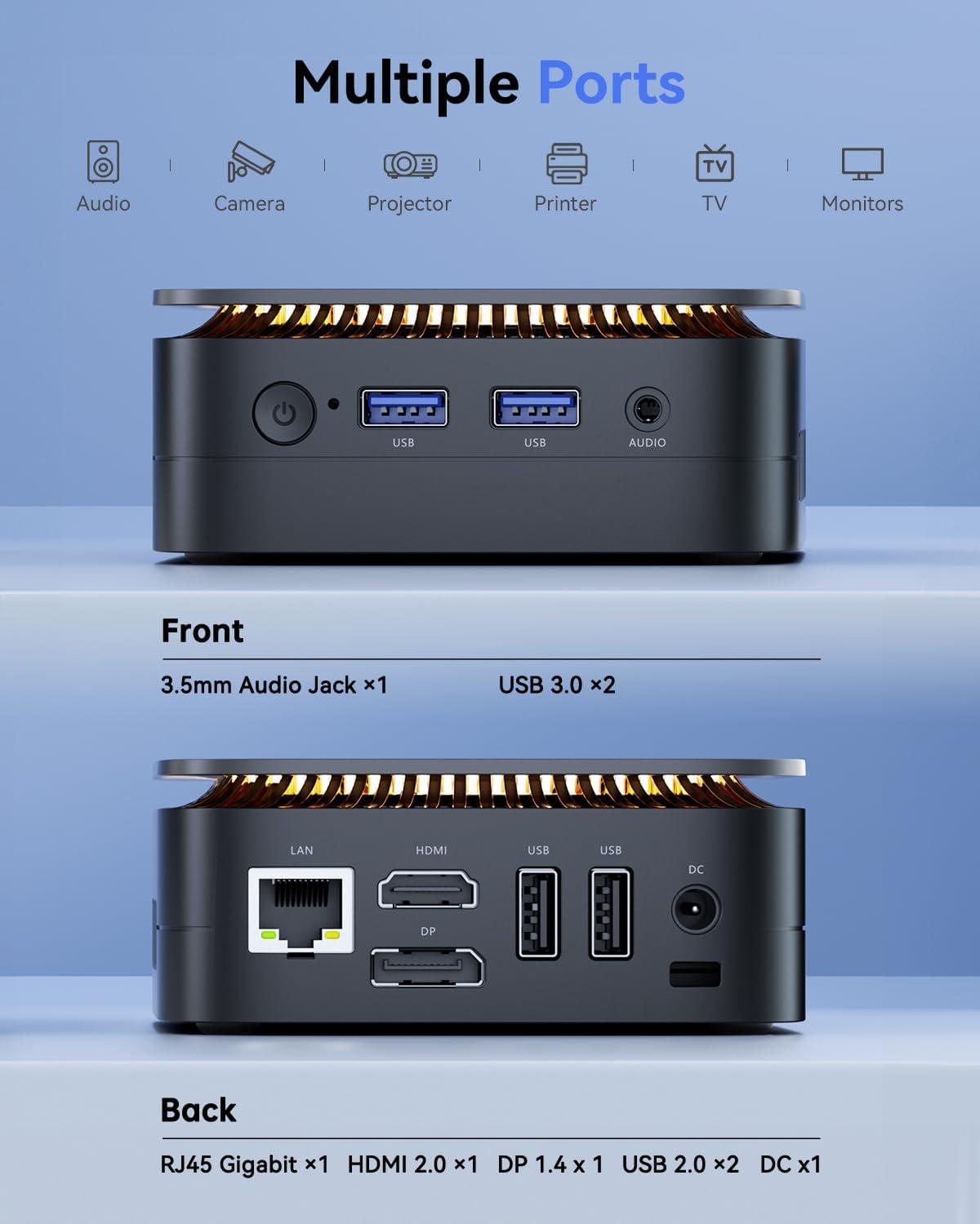 KAMRUI Mini PC, 16GB DDR4 RAM 512GB M.2 SSD, Mini Computer Intel Twin Lake N150 (Upgraded N100, 4 Cores, up to 3.6GHz), Desktop Computer Dual 4K, Ethernet, WiFi, Bluetooth for Business, Office, Home - Image 5