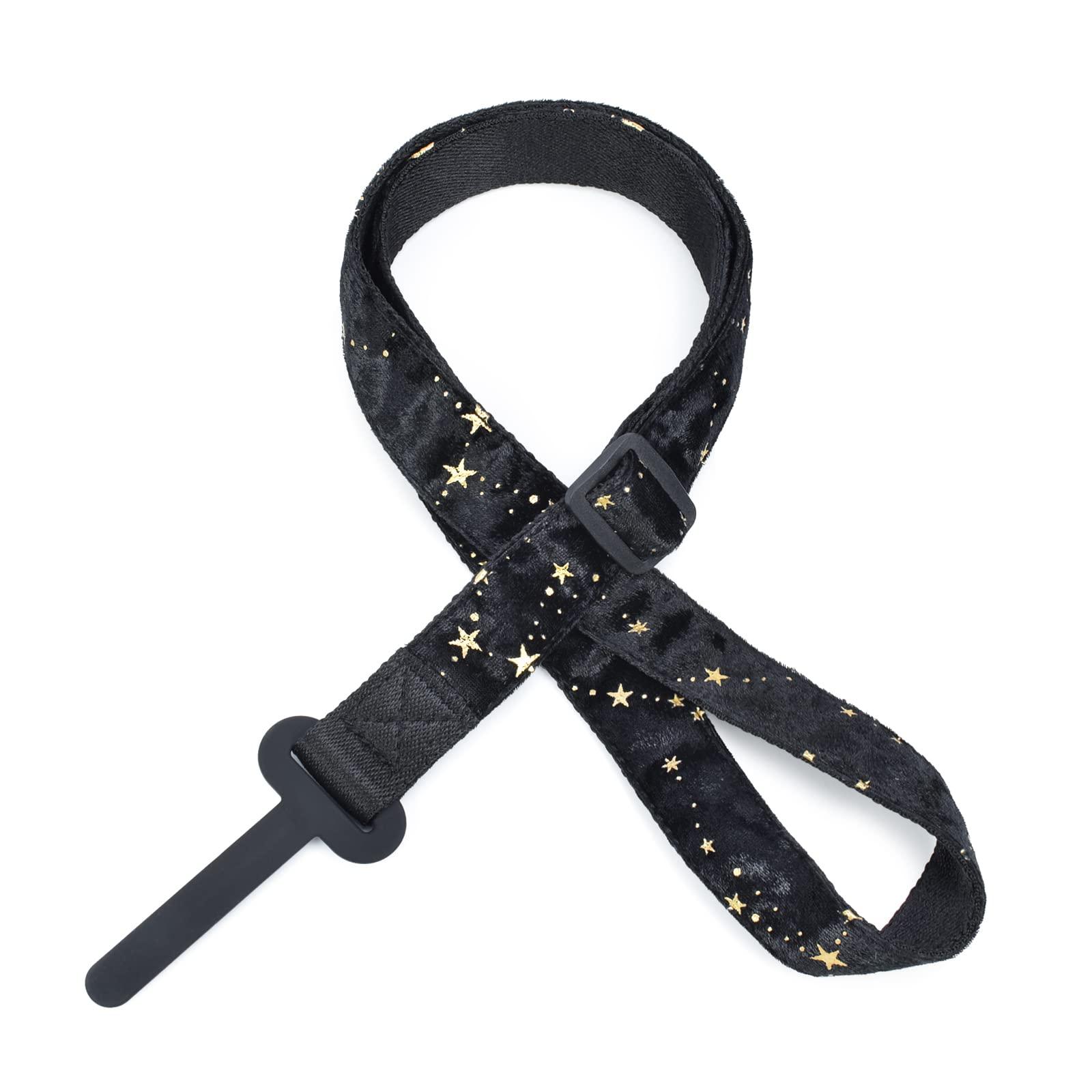 CLOUDMUSIC Ukulele Strap Clip On No Drill J Hook For Soprano Concert Tenor Baritone With Hawaiian Colorful Floral Pattern (Stars Black) - Image 5