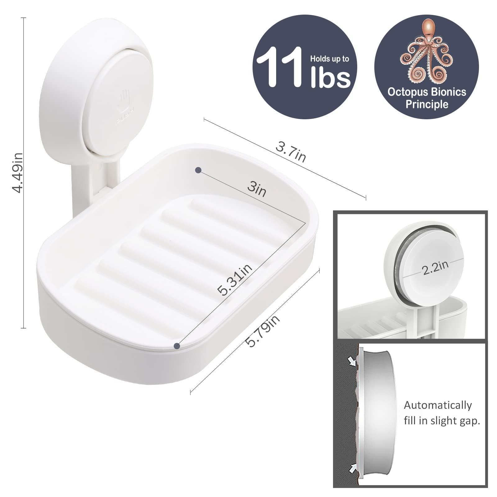 TAILI Suction Cup Soap Holder 3 Pack, Vacuum Suction Soap Dish,Plastic Bar Soap Holder for Shower Wall Mounted Drill-Free,Soap Holder for Shower,Bathroom,Tub and Kitchen Sink,Removable,White - Image 2