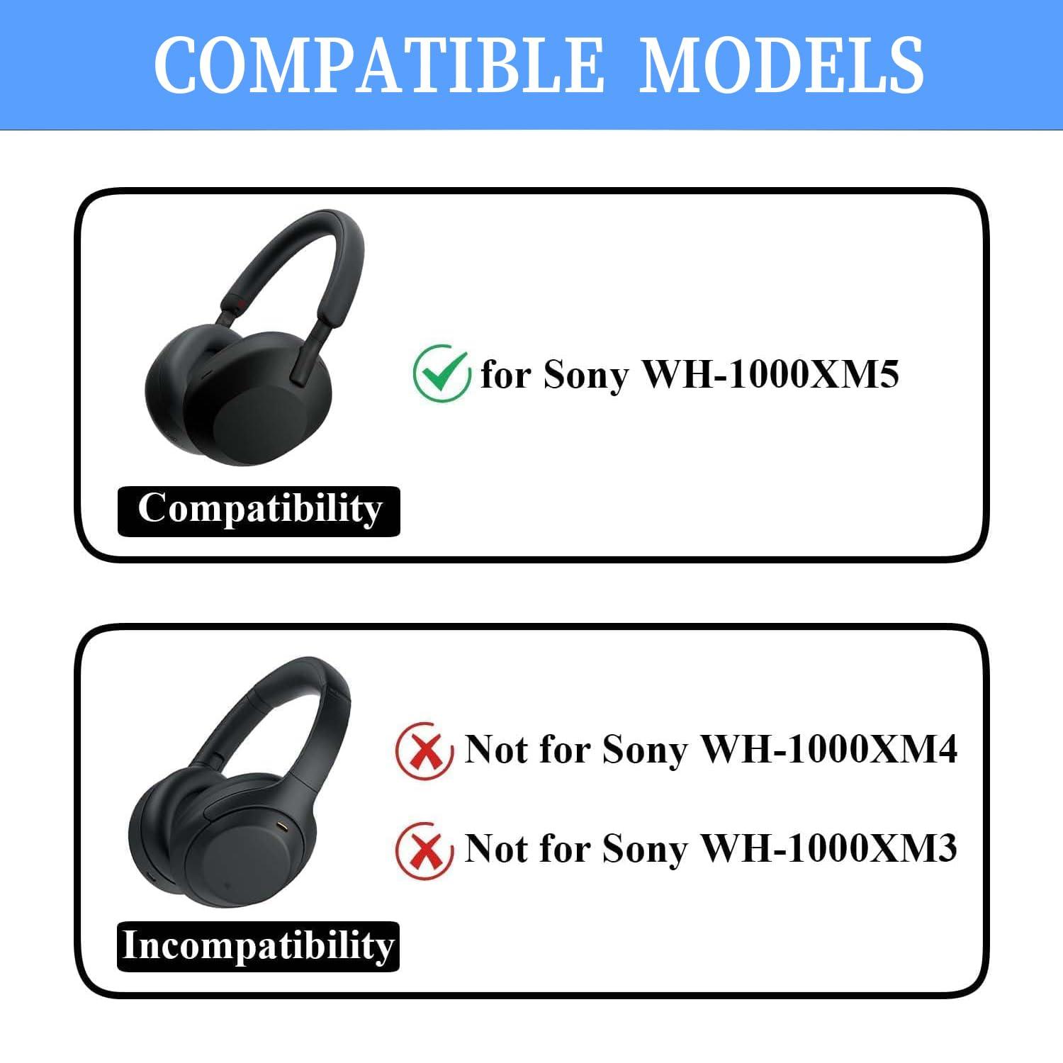 Adhiper 3Sets Silicone Sweat Case Cover for Sony WH-1000XM5 Headphones, Embody XM5 Earpad Cover/Ear Covers/Headband Cover Protector, Washable Sweatproof Soft Silicone Headphone Accessories（Off White） - Image 2