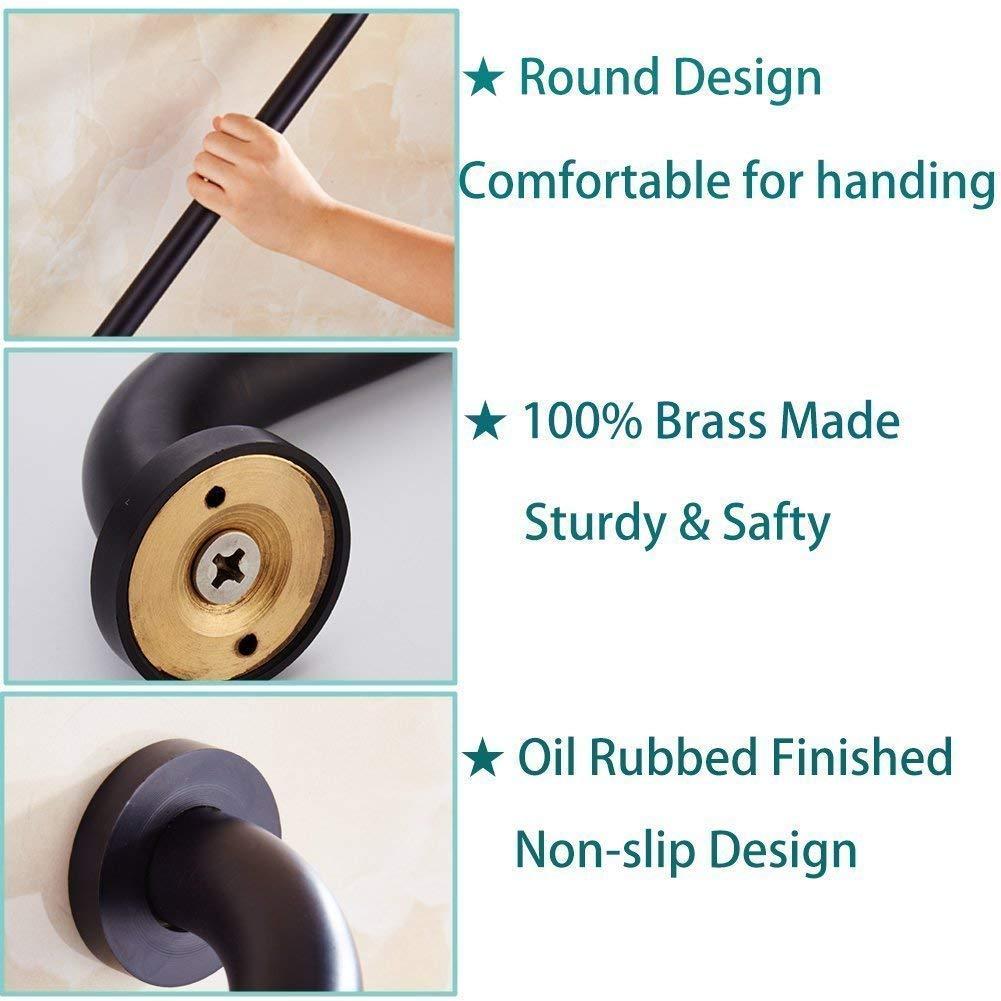 ELLO&ALLO Oil Rubbed Bronze Bathroom Shower Grab Bar, Home Care Bath Hardware (16 Inch) - Image 3