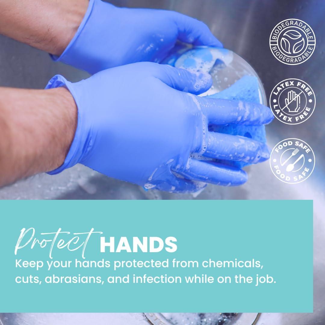 Eco Gloves Biodegradable BLUE VIOLET Nitrile Disposable Gloves, 4 Mil, Powder Free, Latex Free, Food Safe,Tattoo, Cleaning - Image 8